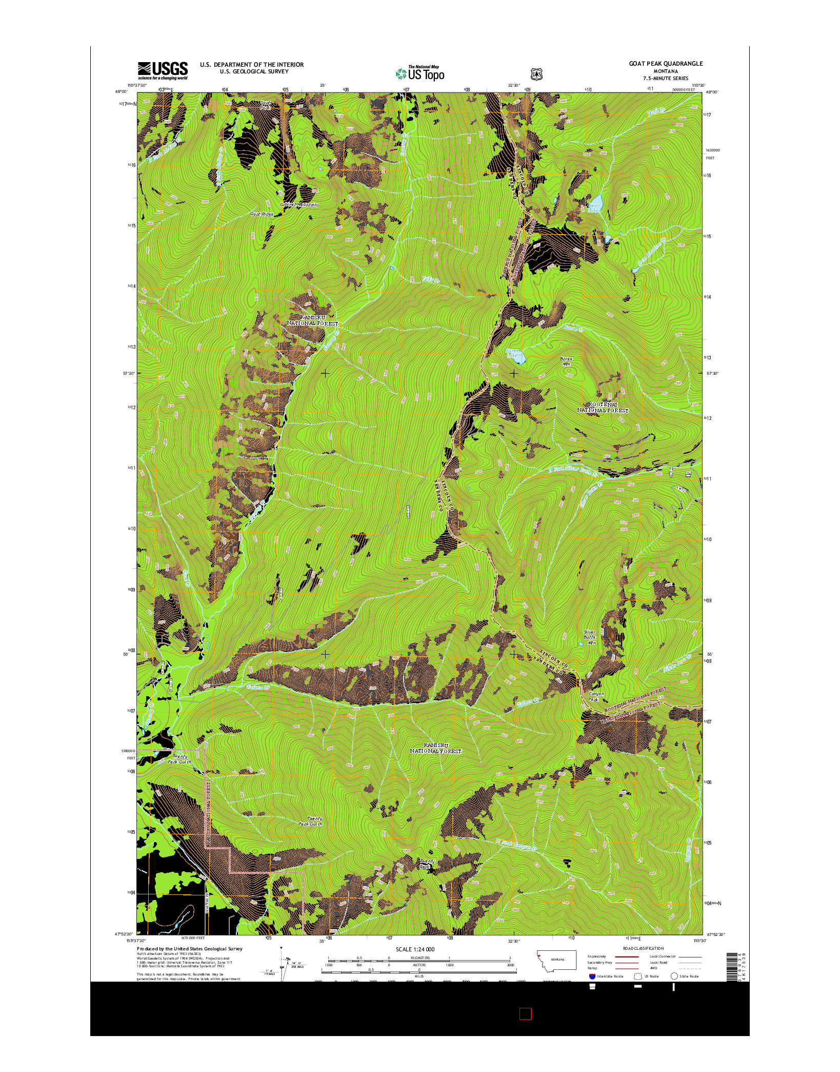 USGS US TOPO 7.5-MINUTE MAP FOR GOAT PEAK, MT 2014