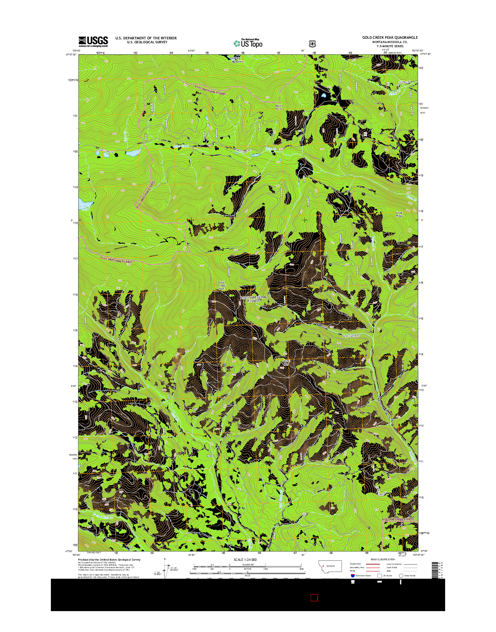 USGS US TOPO 7.5-MINUTE MAP FOR GOLD CREEK PEAK, MT 2014