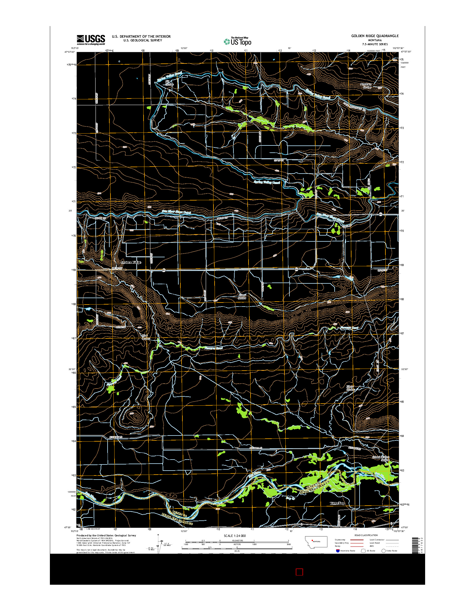 USGS US TOPO 7.5-MINUTE MAP FOR GOLDEN RIDGE, MT 2014