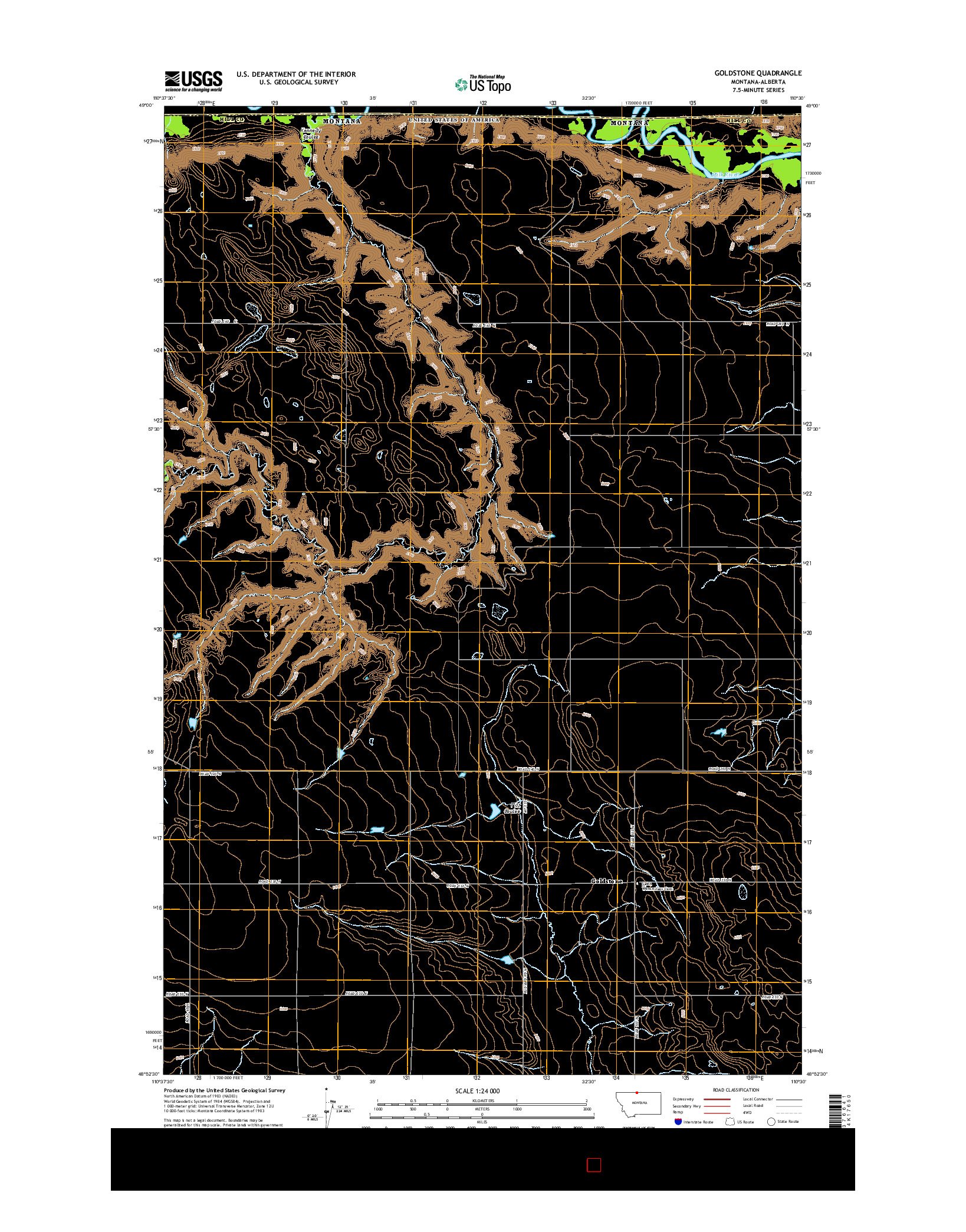 USGS US TOPO 7.5-MINUTE MAP FOR GOLDSTONE, MT-AB 2014