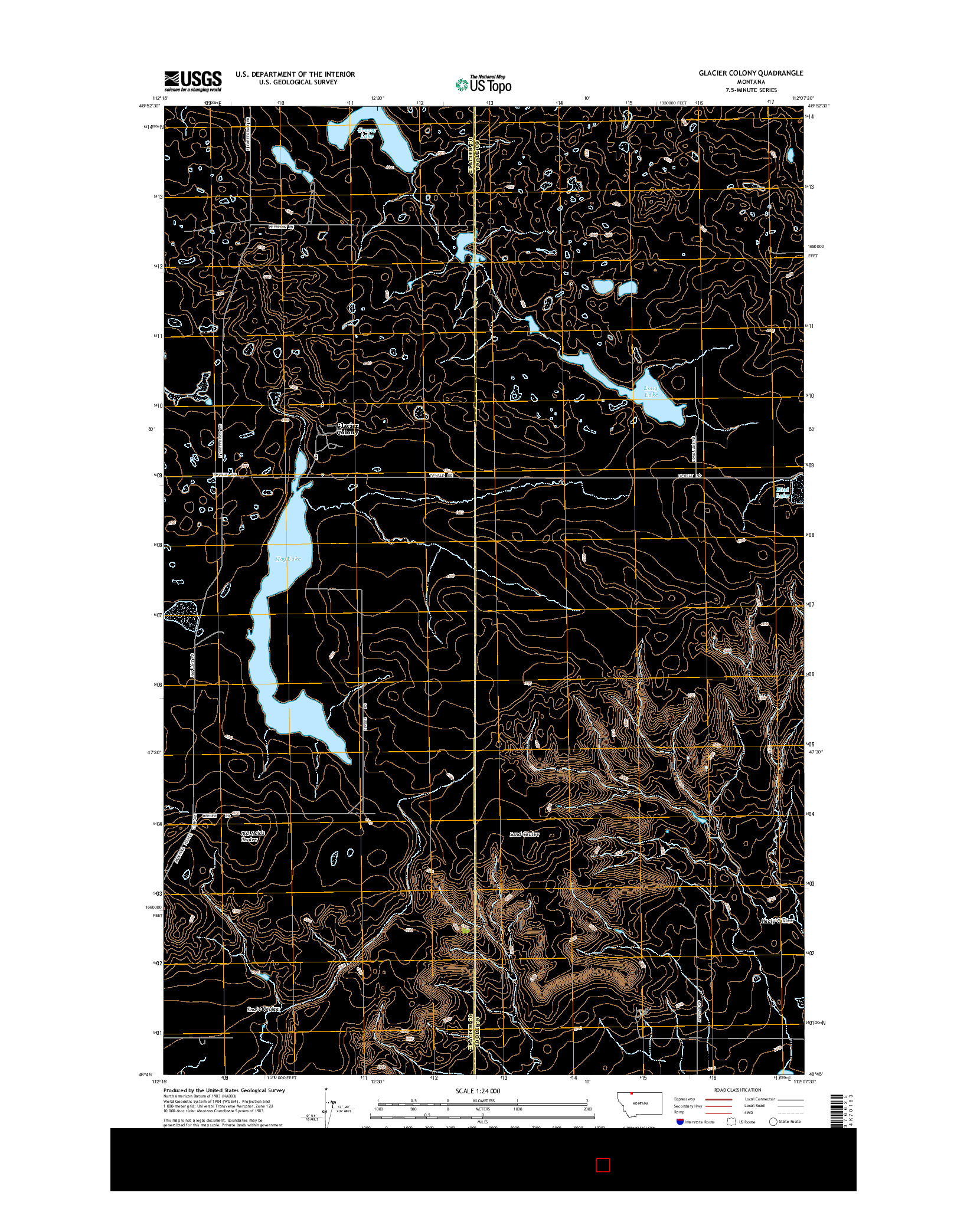 USGS US TOPO 7.5-MINUTE MAP FOR GLACIER COLONY, MT 2014