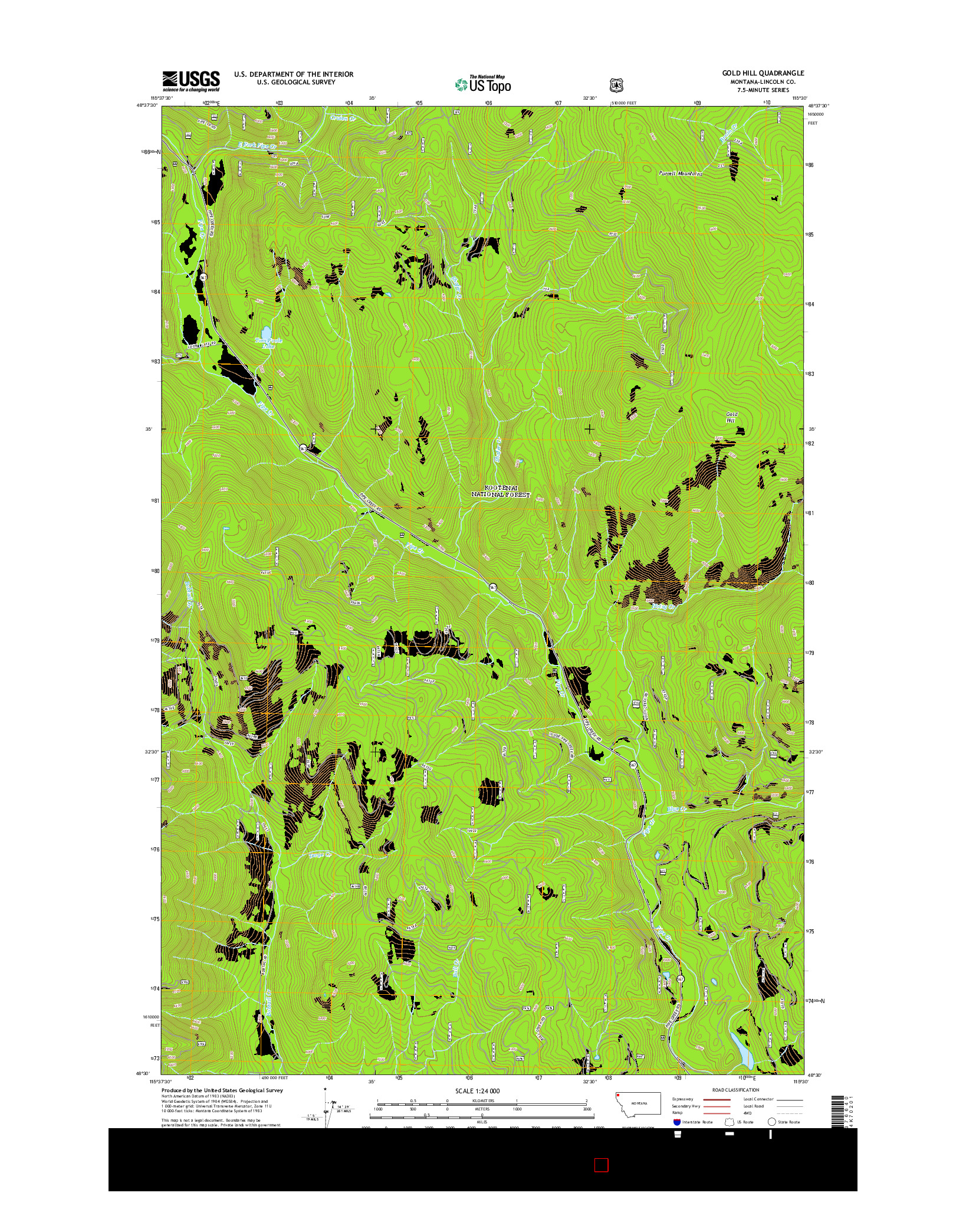 USGS US TOPO 7.5-MINUTE MAP FOR GOLD HILL, MT 2014