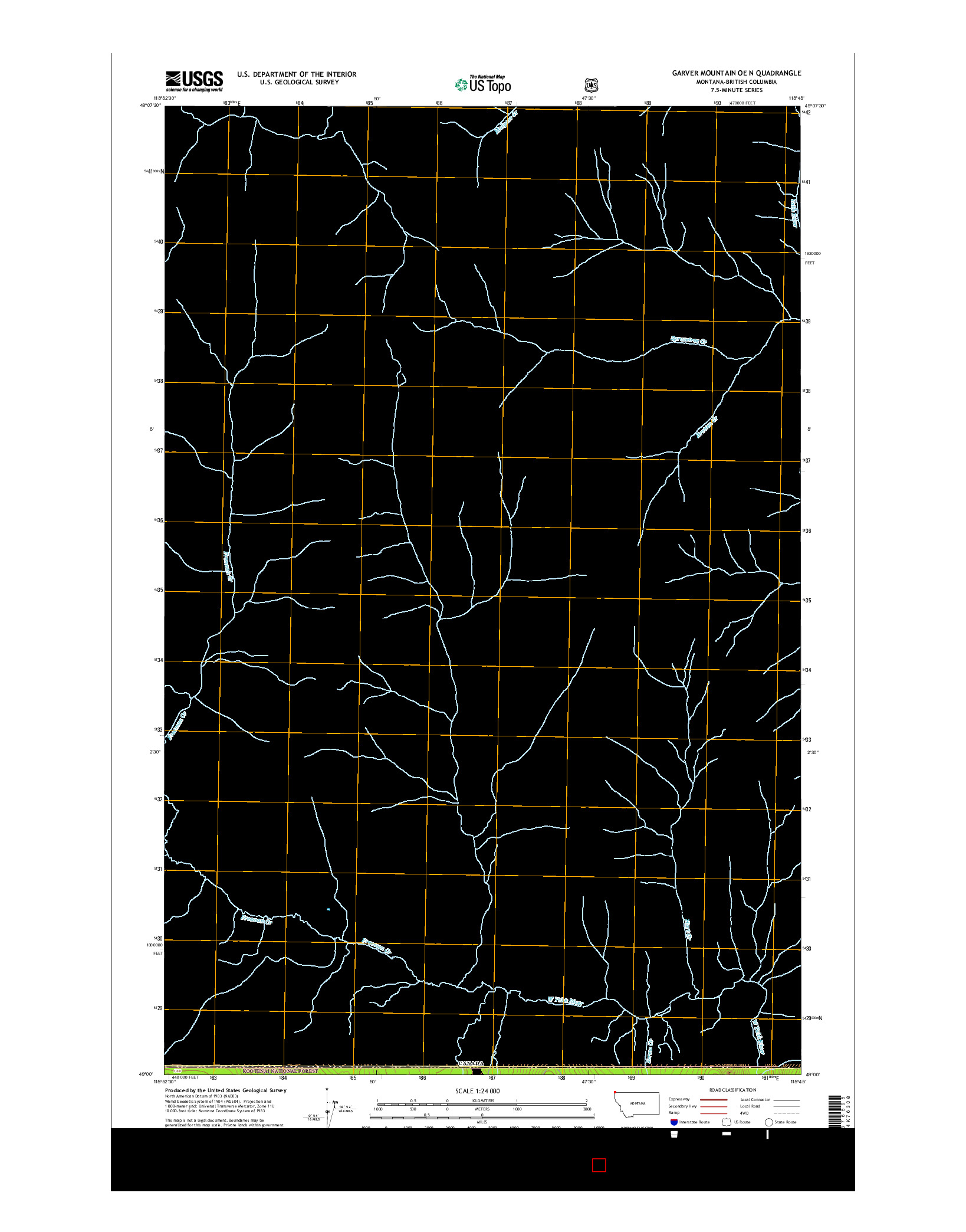 USGS US TOPO 7.5-MINUTE MAP FOR GARVER MOUNTAIN OE N, MT-BC 2014