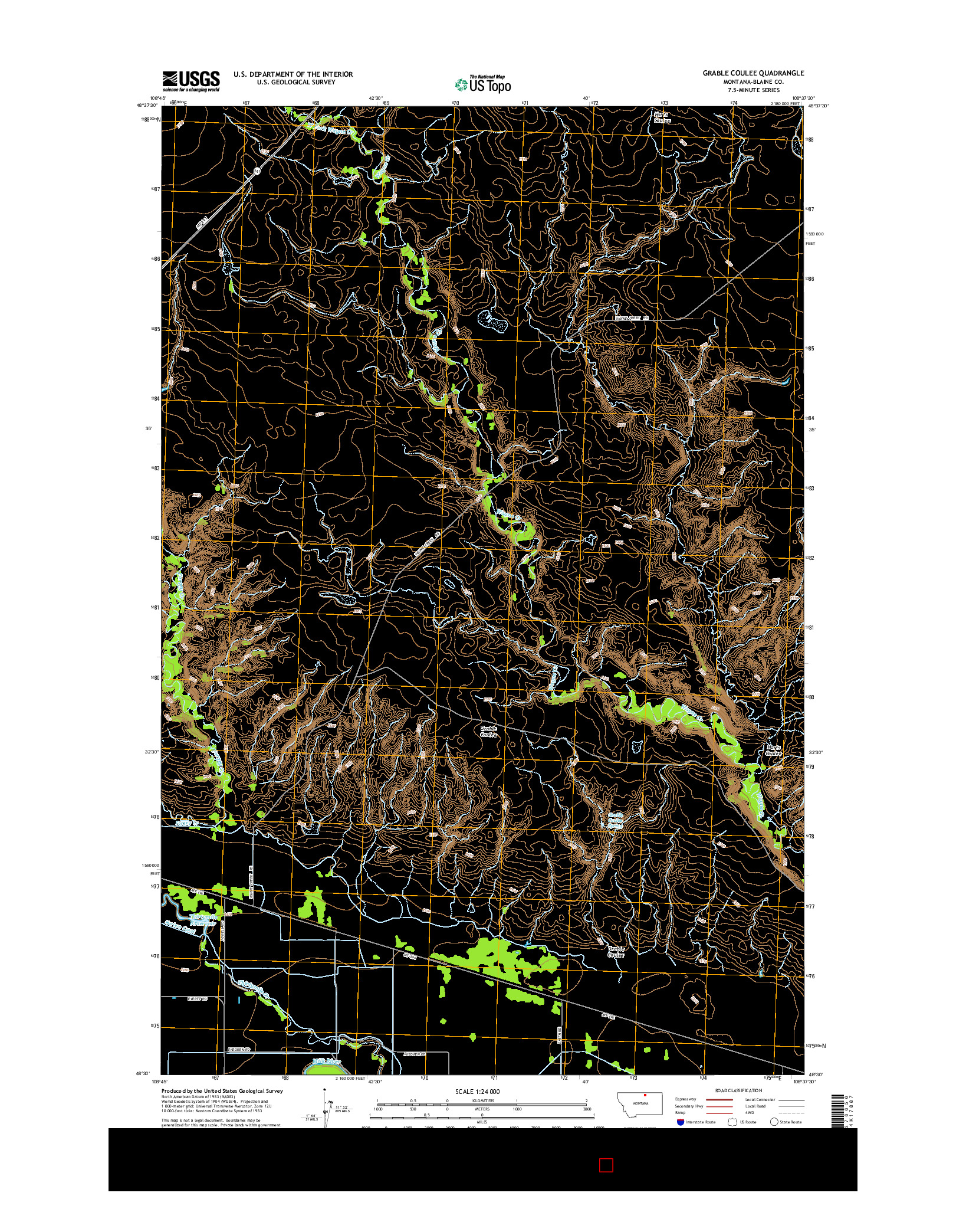USGS US TOPO 7.5-MINUTE MAP FOR GRABLE COULEE, MT 2014
