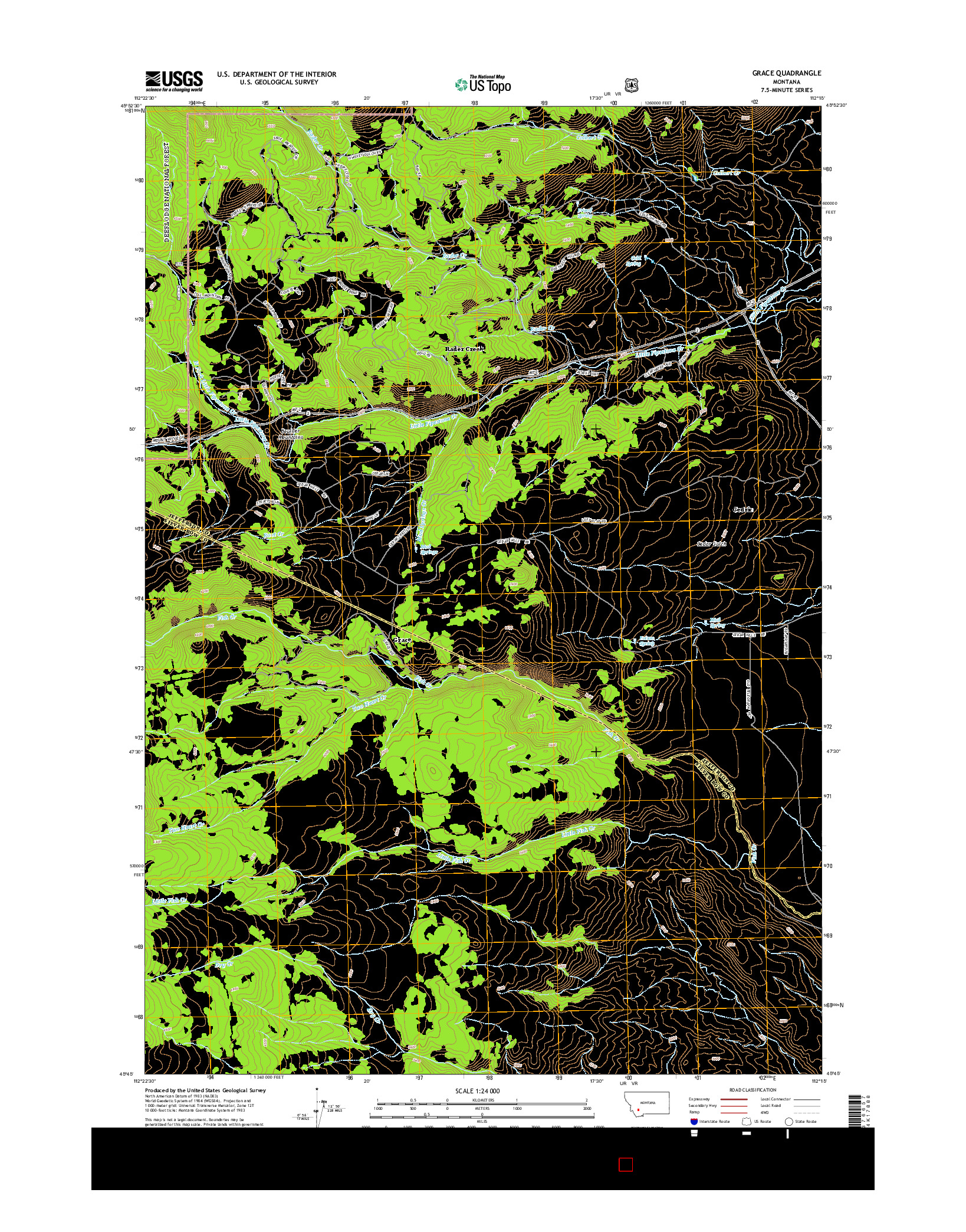 USGS US TOPO 7.5-MINUTE MAP FOR GRACE, MT 2014