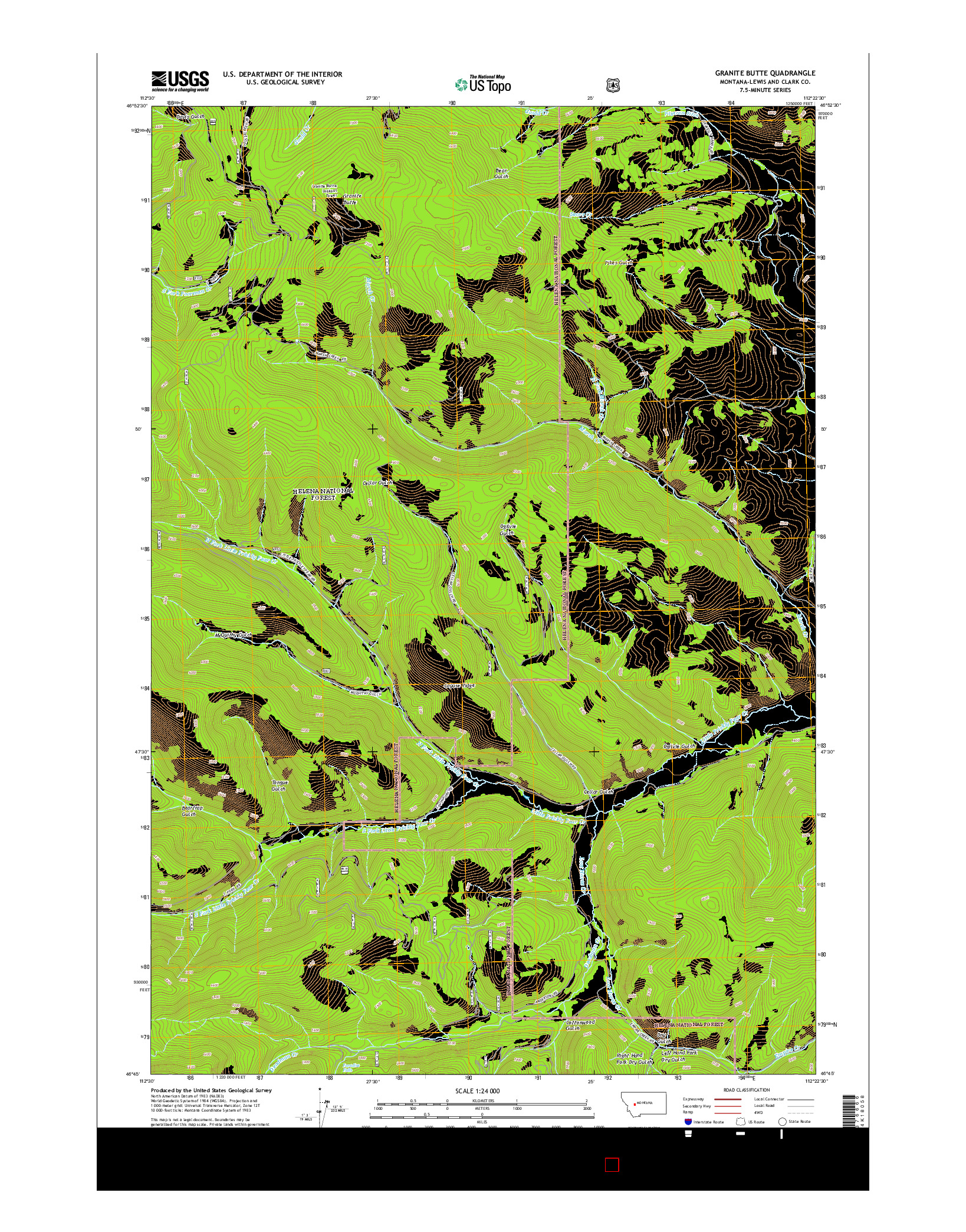 USGS US TOPO 7.5-MINUTE MAP FOR GRANITE BUTTE, MT 2014