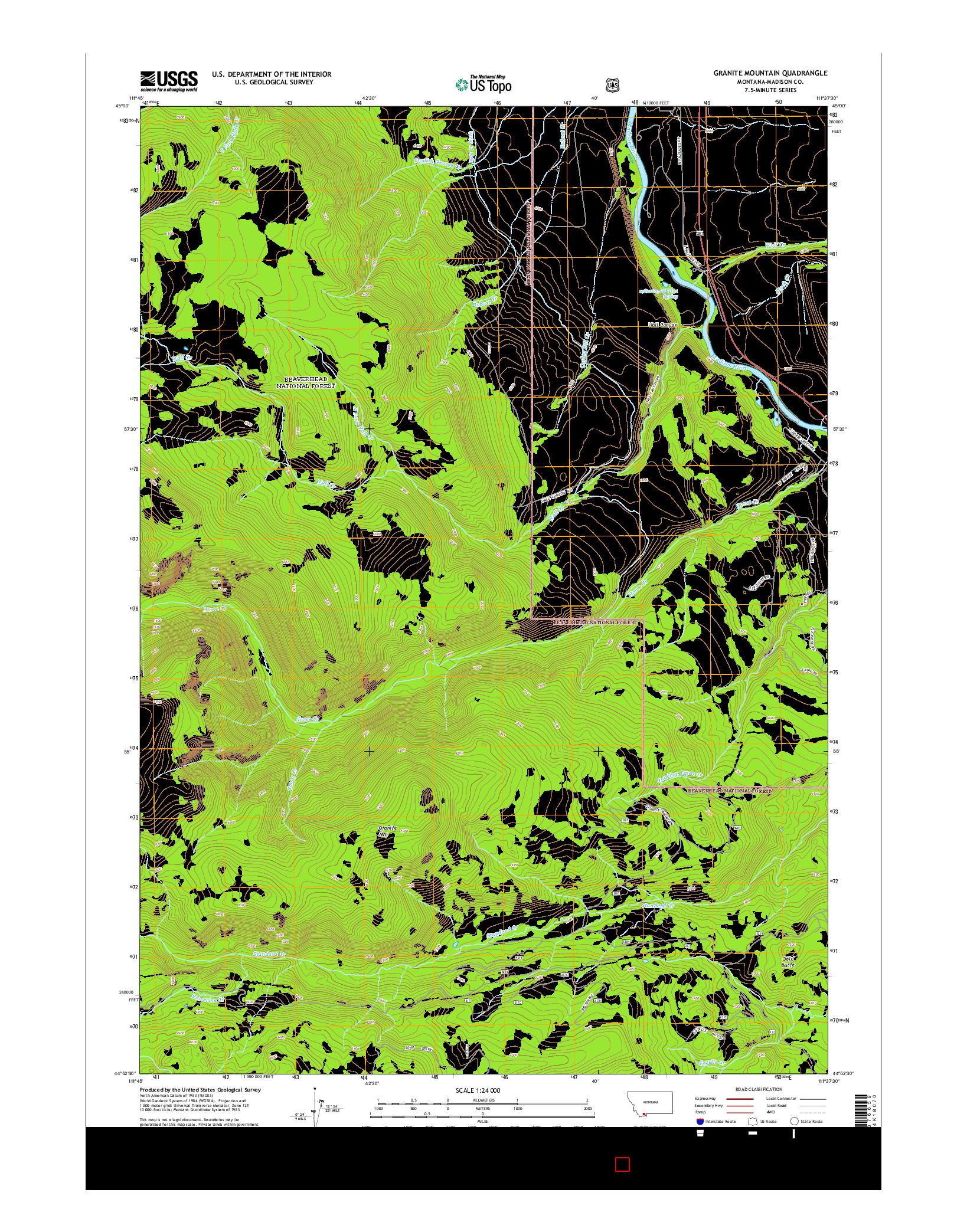USGS US TOPO 7.5-MINUTE MAP FOR GRANITE MOUNTAIN, MT 2014