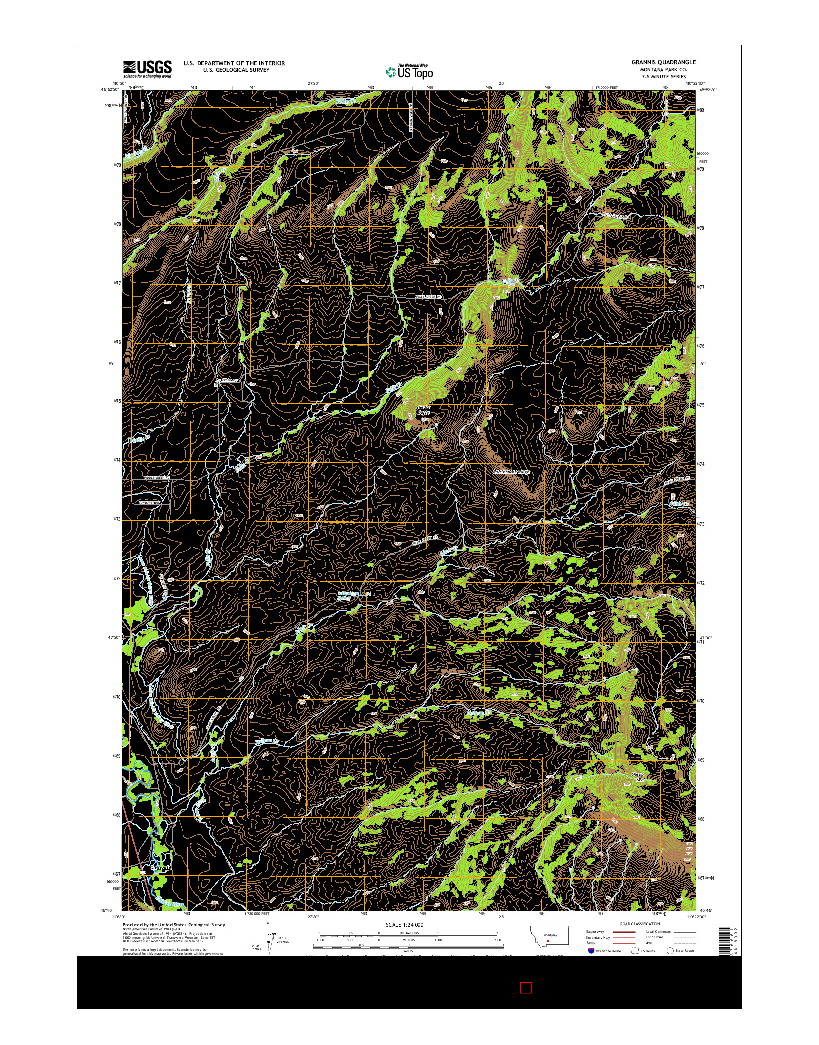 USGS US TOPO 7.5-MINUTE MAP FOR GRANNIS, MT 2014