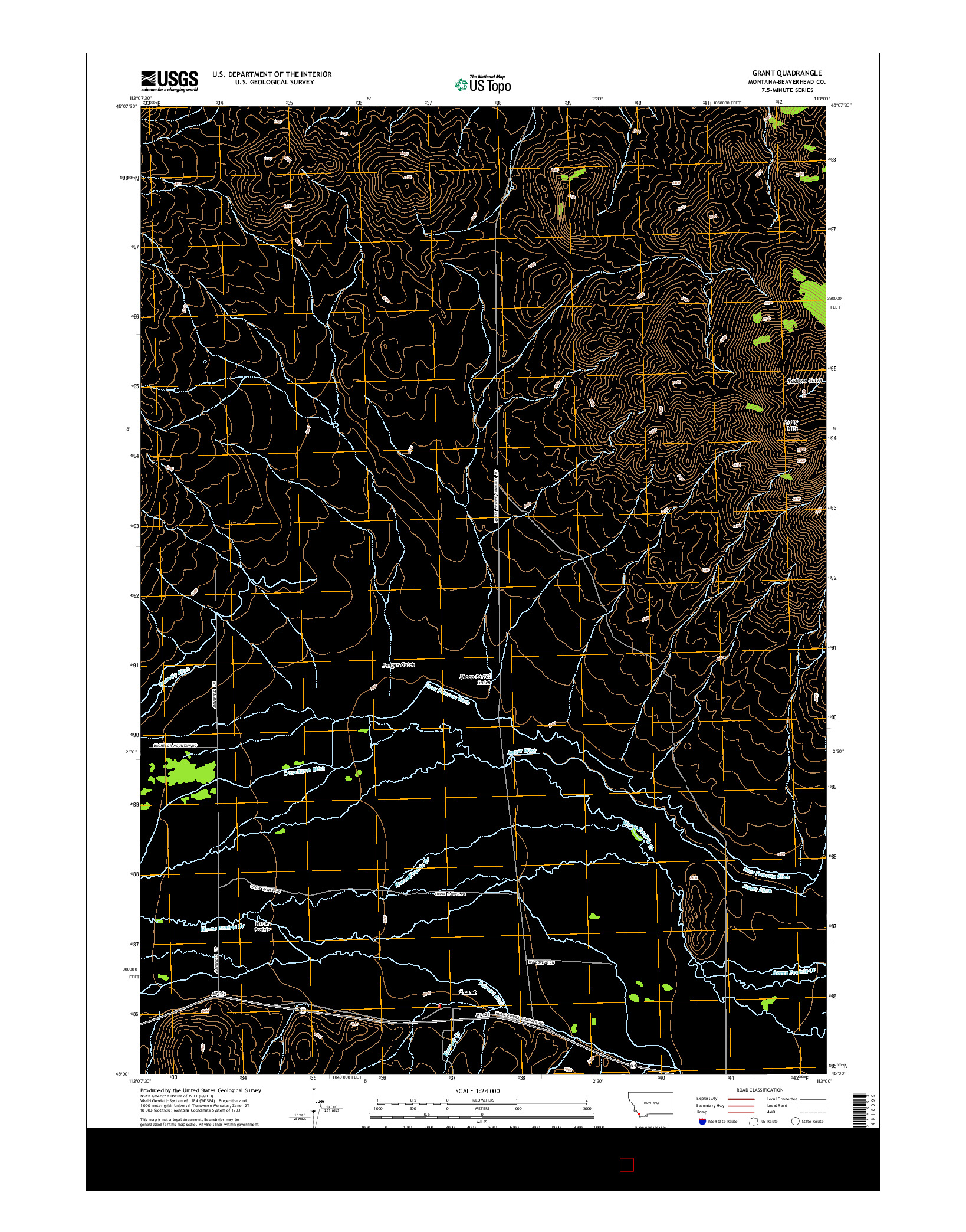 USGS US TOPO 7.5-MINUTE MAP FOR GRANT, MT 2014