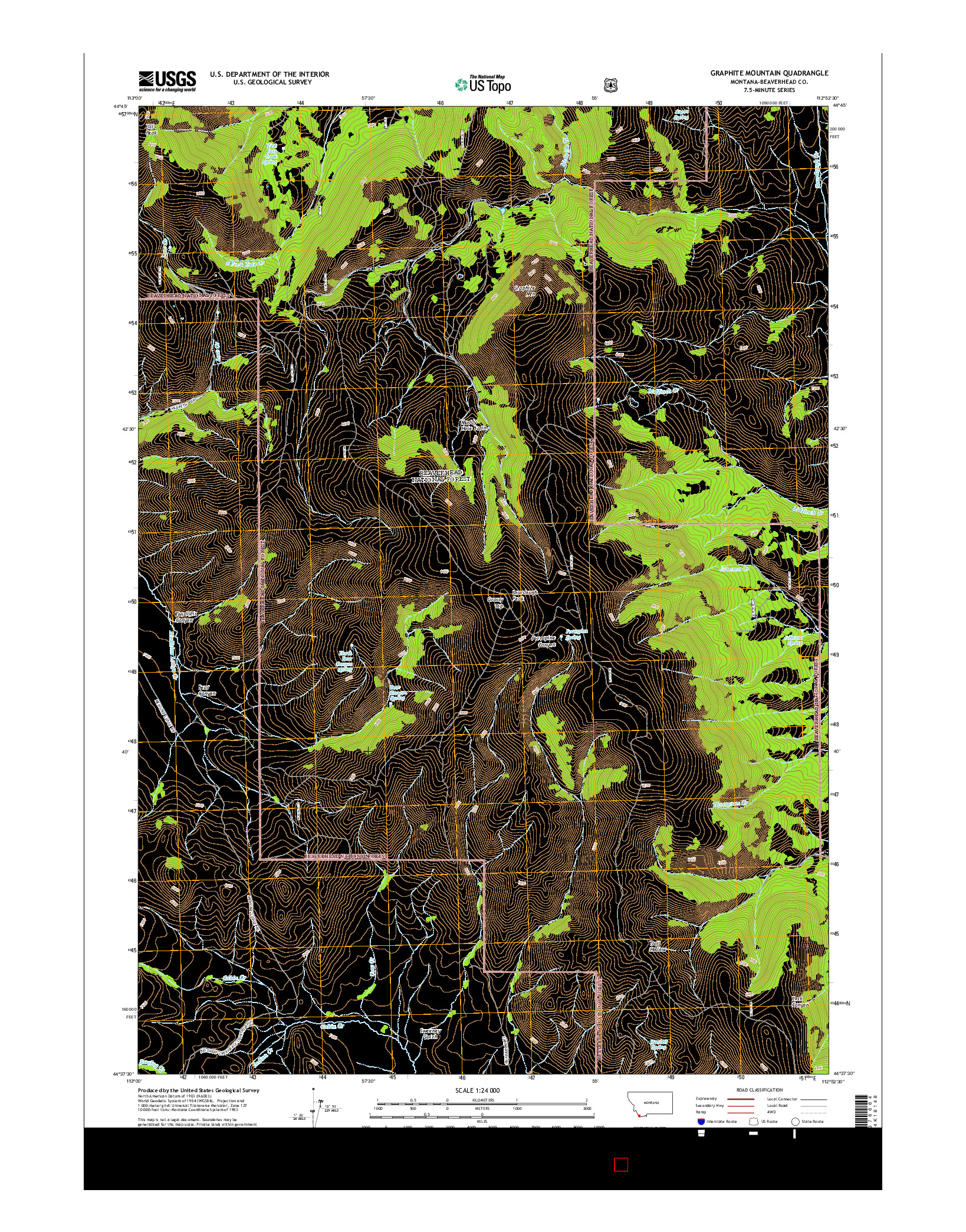 USGS US TOPO 7.5-MINUTE MAP FOR GRAPHITE MOUNTAIN, MT 2014