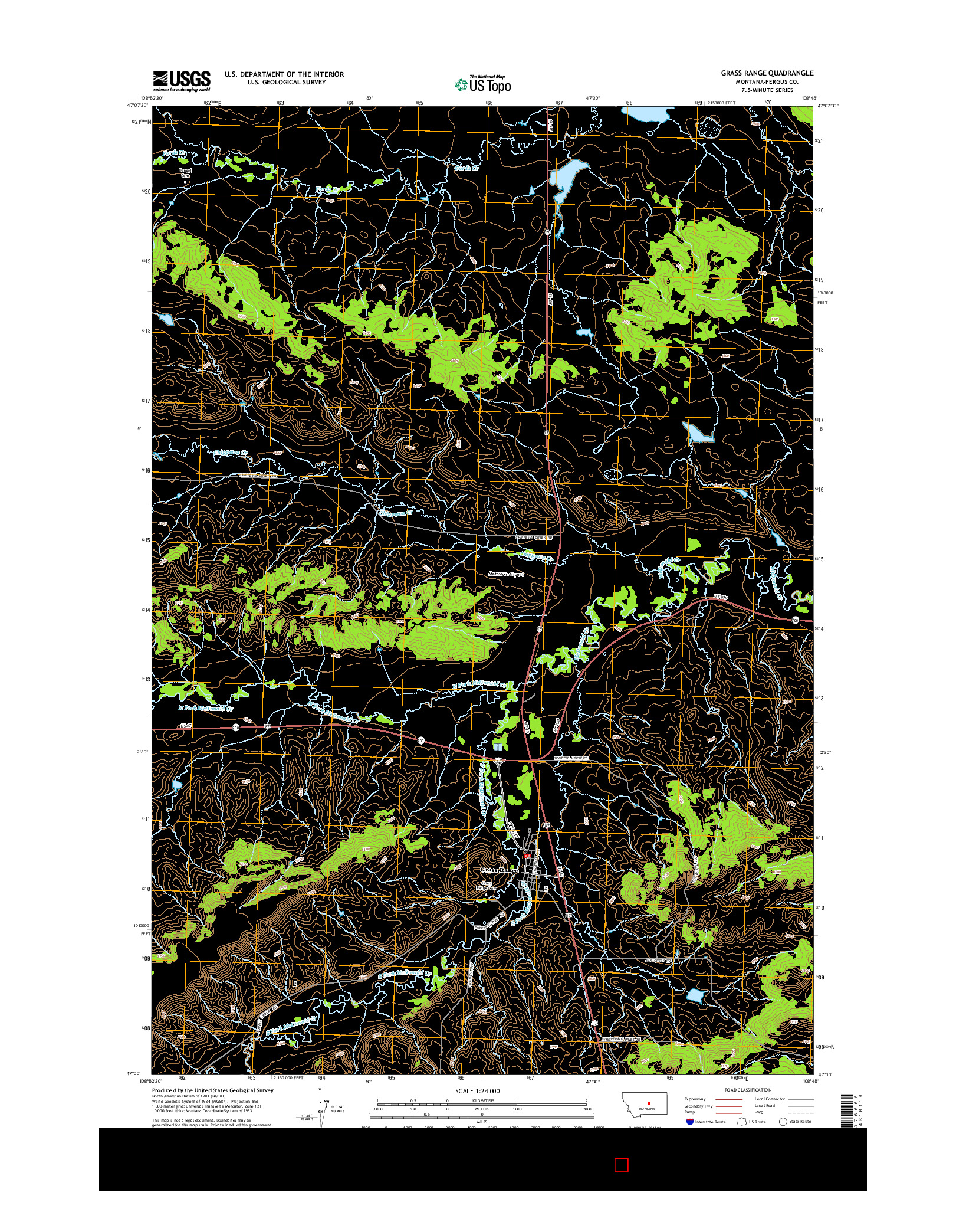 USGS US TOPO 7.5-MINUTE MAP FOR GRASS RANGE, MT 2014