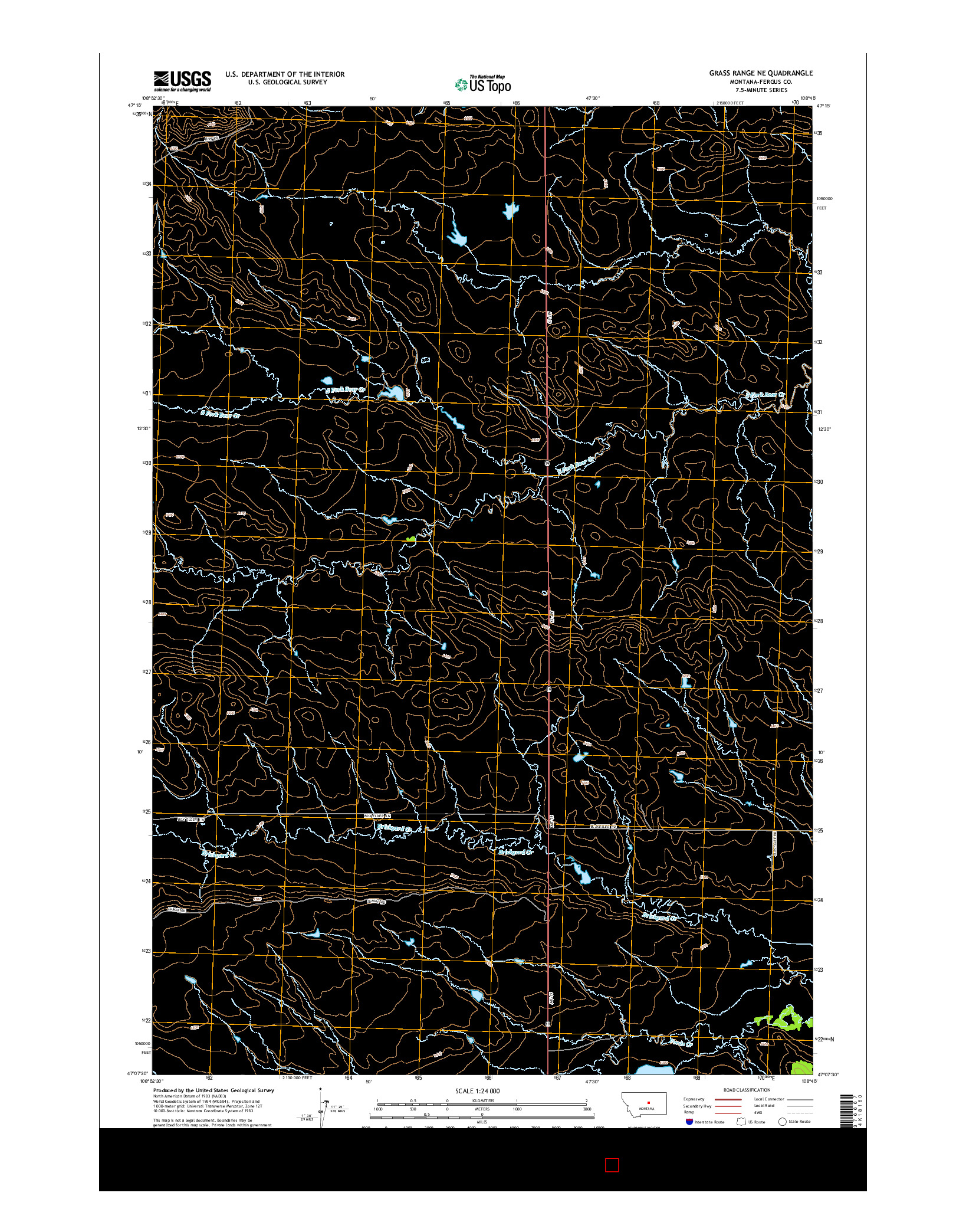 USGS US TOPO 7.5-MINUTE MAP FOR GRASS RANGE NE, MT 2014
