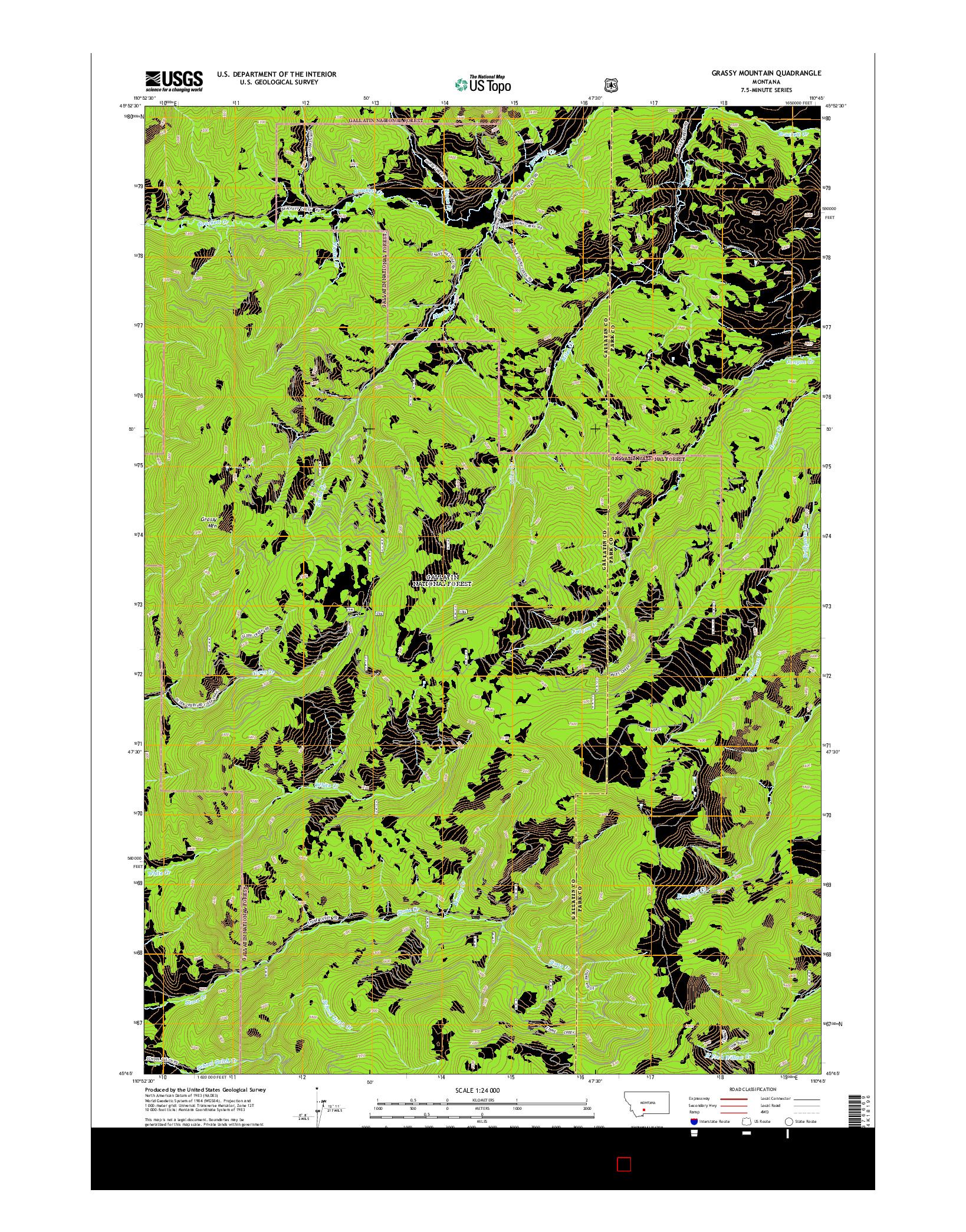 USGS US TOPO 7.5-MINUTE MAP FOR GRASSY MOUNTAIN, MT 2014