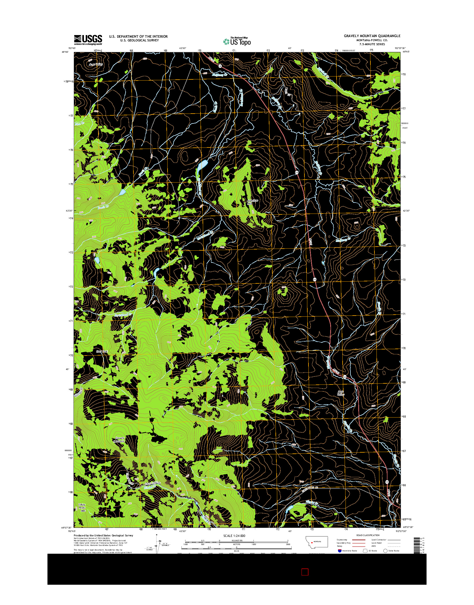 USGS US TOPO 7.5-MINUTE MAP FOR GRAVELY MOUNTAIN, MT 2014