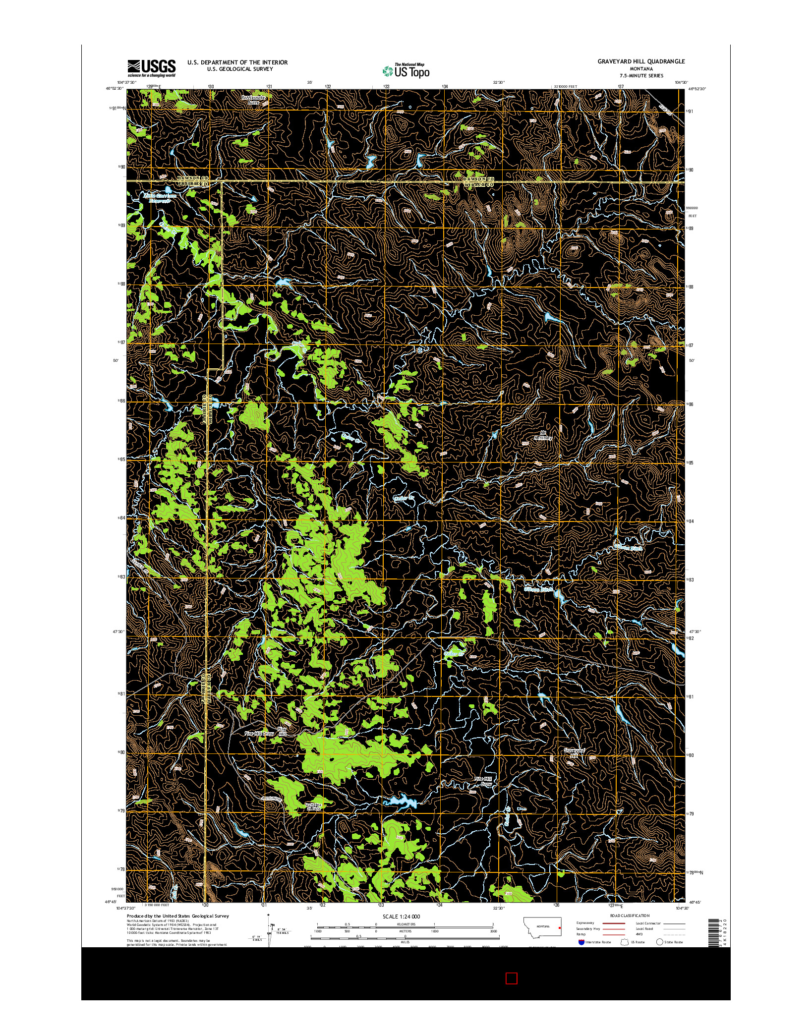 USGS US TOPO 7.5-MINUTE MAP FOR GRAVEYARD HILL, MT 2014