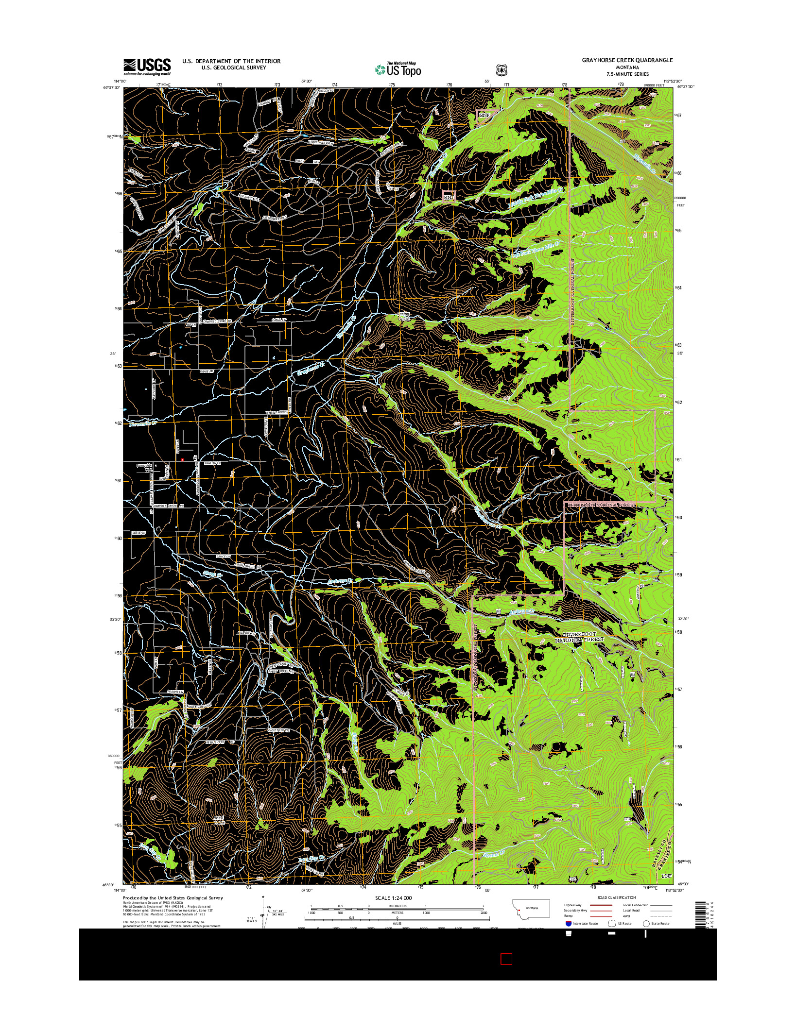 USGS US TOPO 7.5-MINUTE MAP FOR GRAYHORSE CREEK, MT 2014