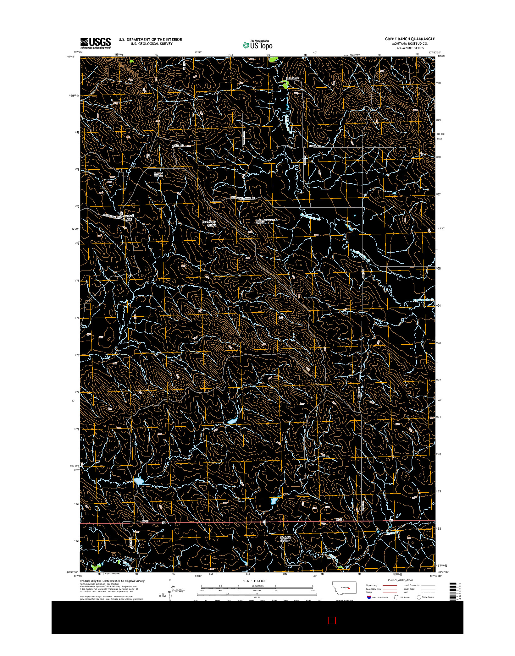 USGS US TOPO 7.5-MINUTE MAP FOR GREBE RANCH, MT 2014