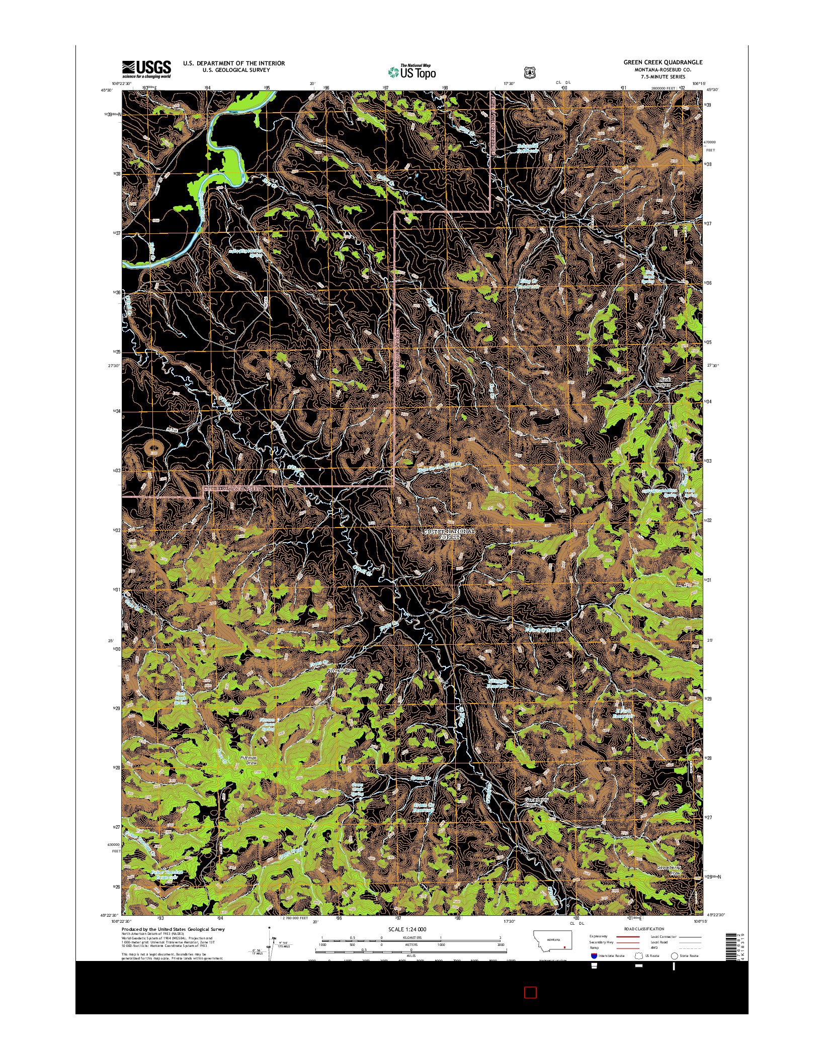 USGS US TOPO 7.5-MINUTE MAP FOR GREEN CREEK, MT 2014