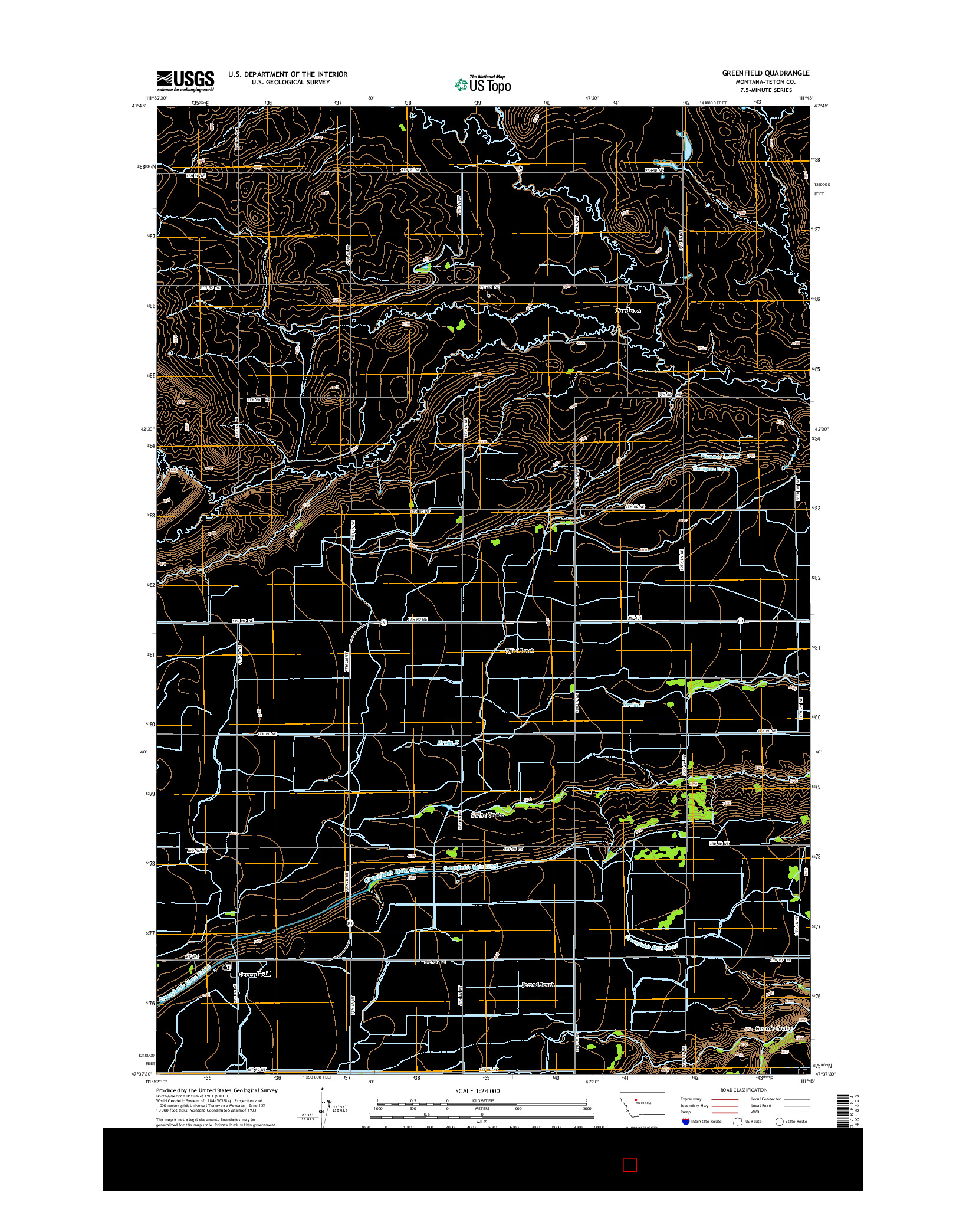 USGS US TOPO 7.5-MINUTE MAP FOR GREENFIELD, MT 2014