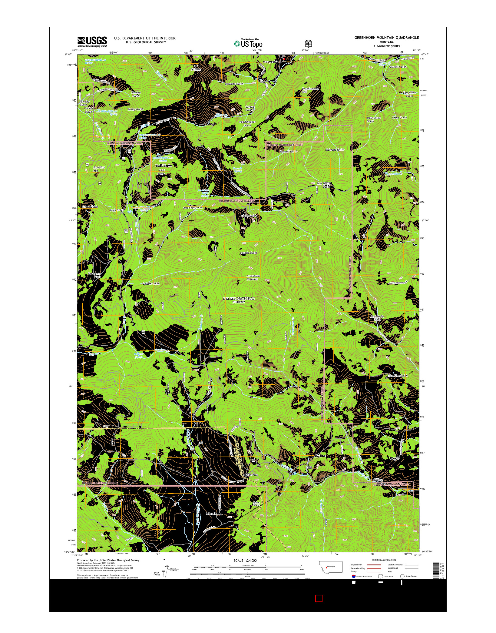 USGS US TOPO 7.5-MINUTE MAP FOR GREENHORN MOUNTAIN, MT 2014