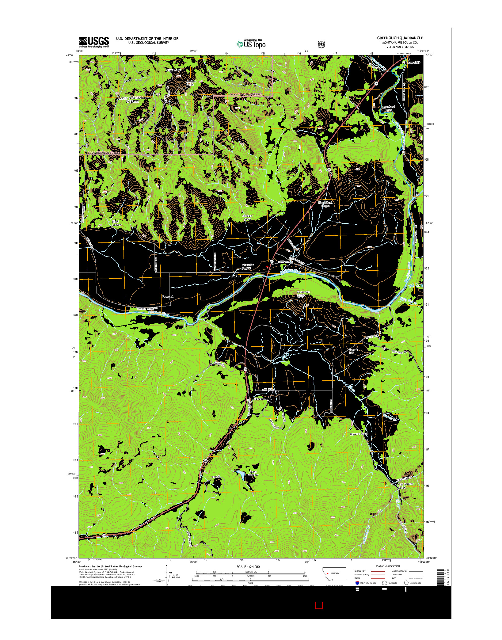USGS US TOPO 7.5-MINUTE MAP FOR GREENOUGH, MT 2014