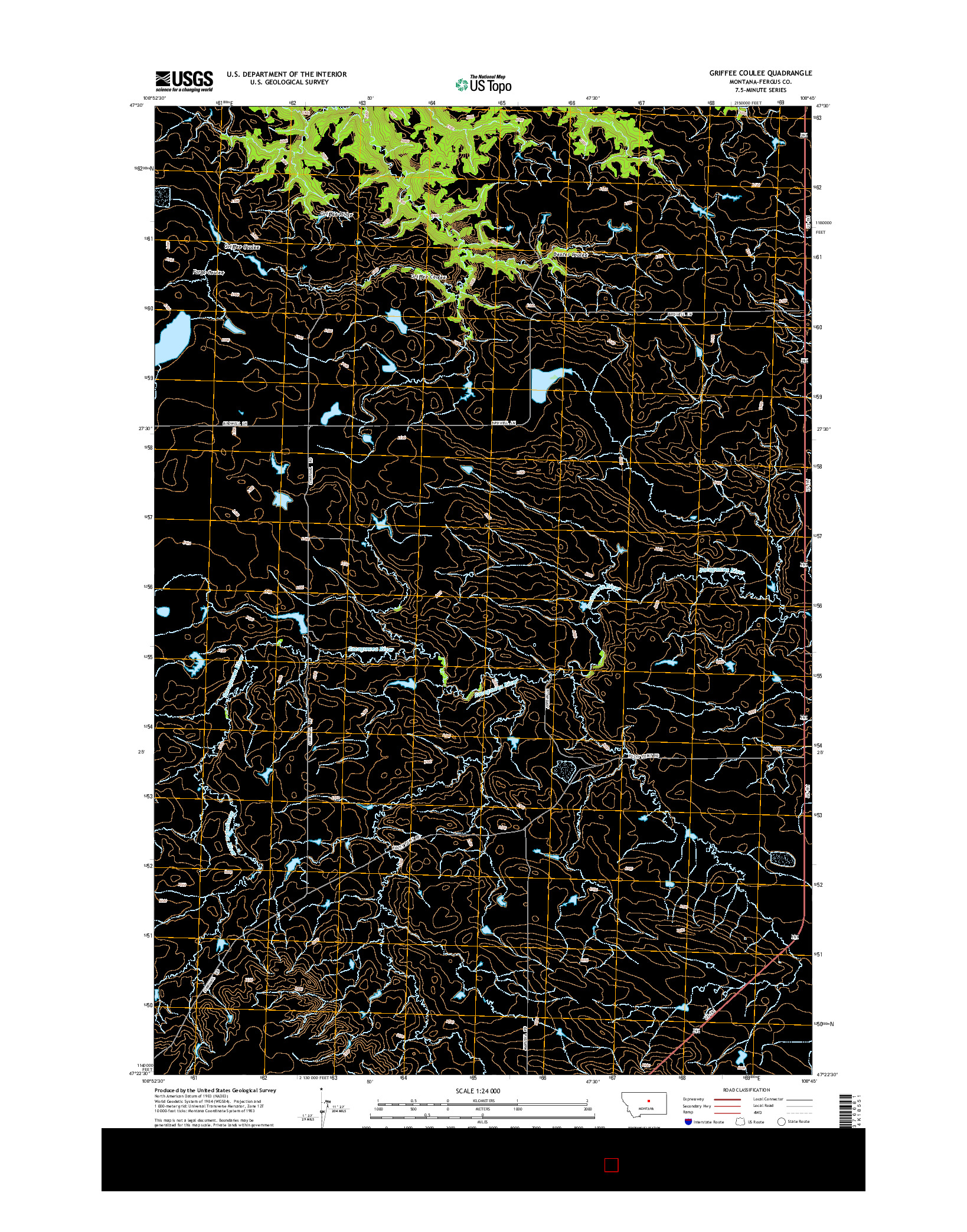 USGS US TOPO 7.5-MINUTE MAP FOR GRIFFEE COULEE, MT 2014