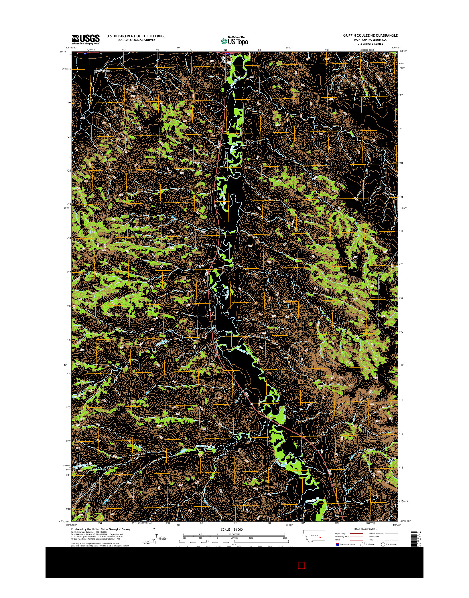 USGS US TOPO 7.5-MINUTE MAP FOR GRIFFIN COULEE NE, MT 2014