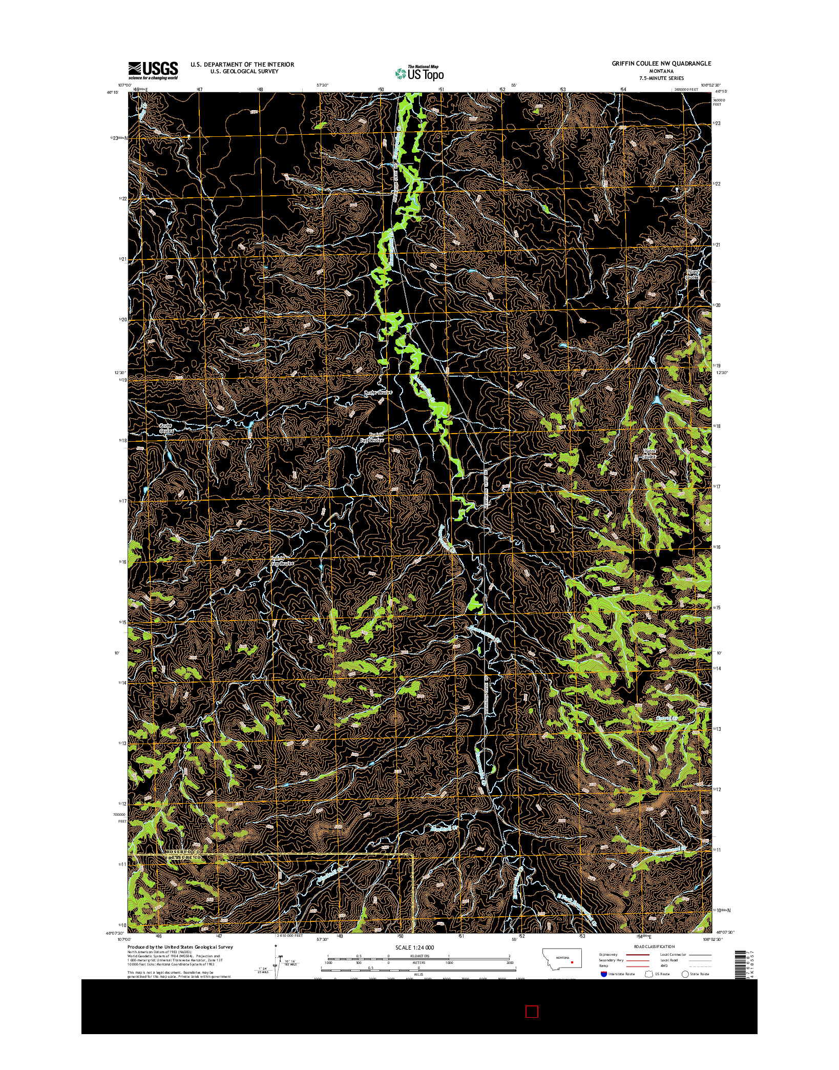 USGS US TOPO 7.5-MINUTE MAP FOR GRIFFIN COULEE NW, MT 2014