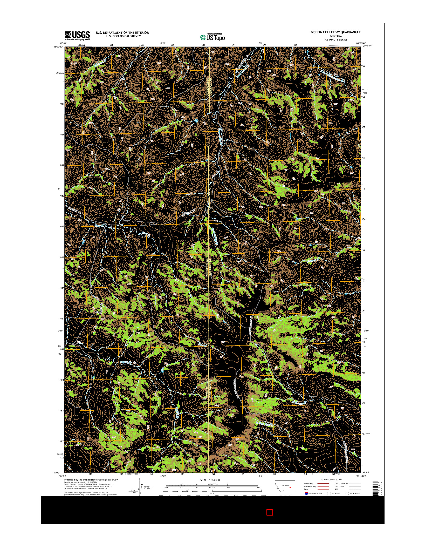 USGS US TOPO 7.5-MINUTE MAP FOR GRIFFIN COULEE SW, MT 2014