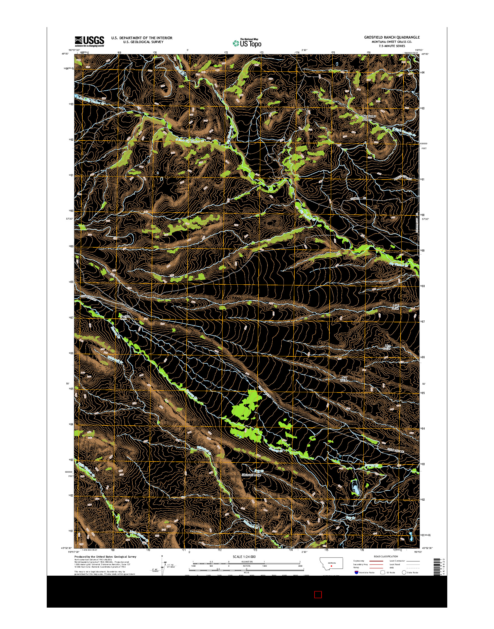 USGS US TOPO 7.5-MINUTE MAP FOR GROSFIELD RANCH, MT 2014