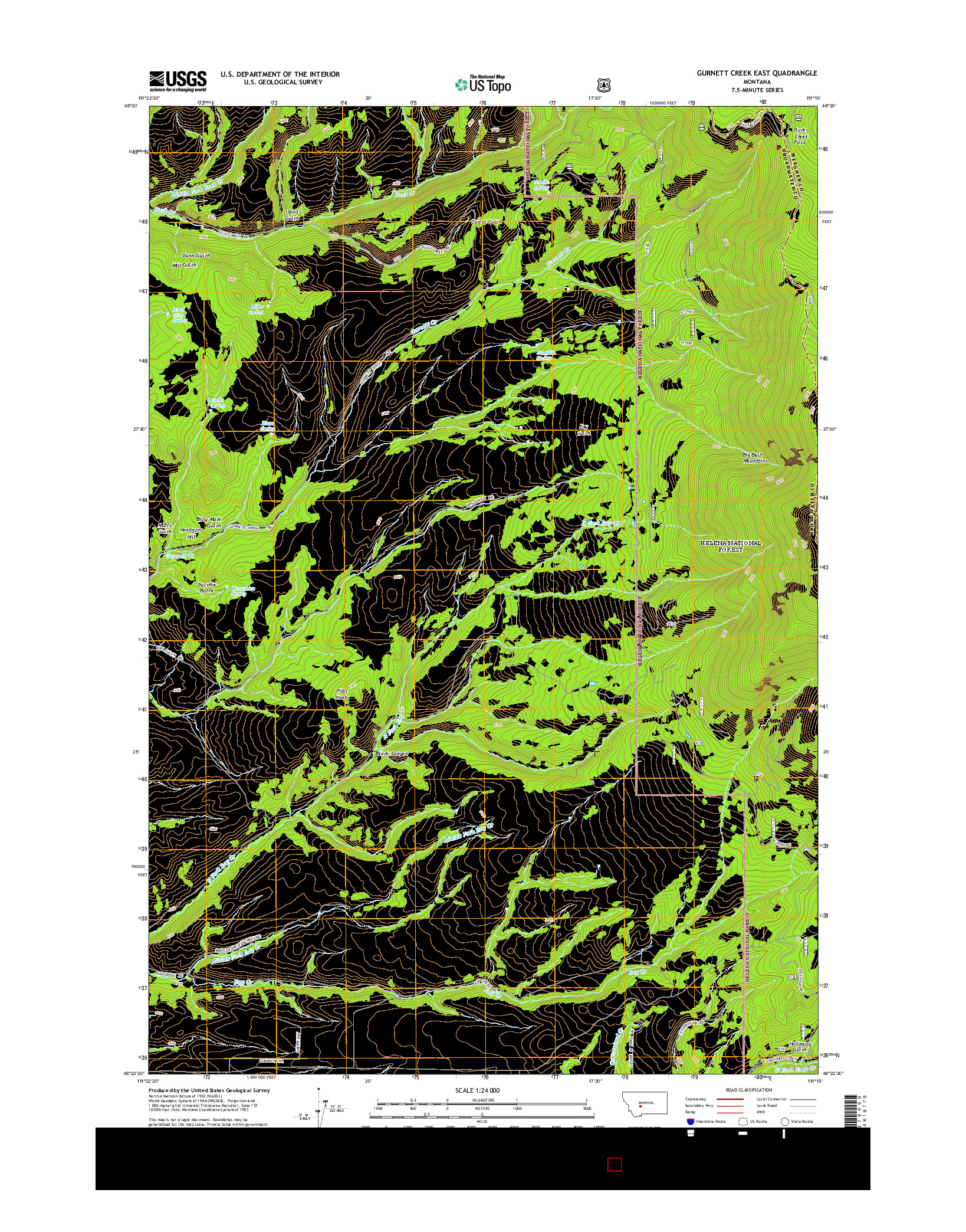 USGS US TOPO 7.5-MINUTE MAP FOR GURNETT CREEK EAST, MT 2014