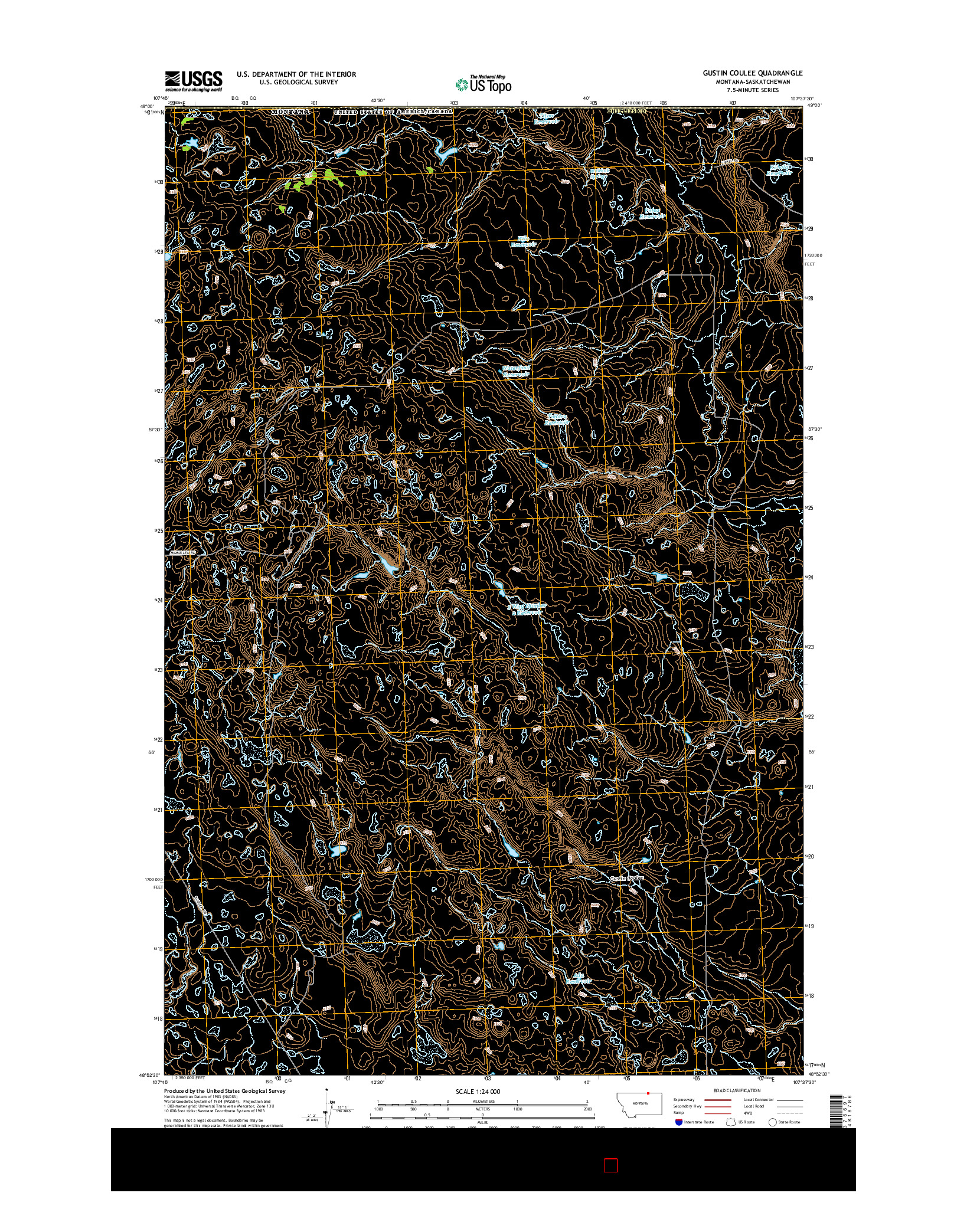 USGS US TOPO 7.5-MINUTE MAP FOR GUSTIN COULEE, MT-SK 2014