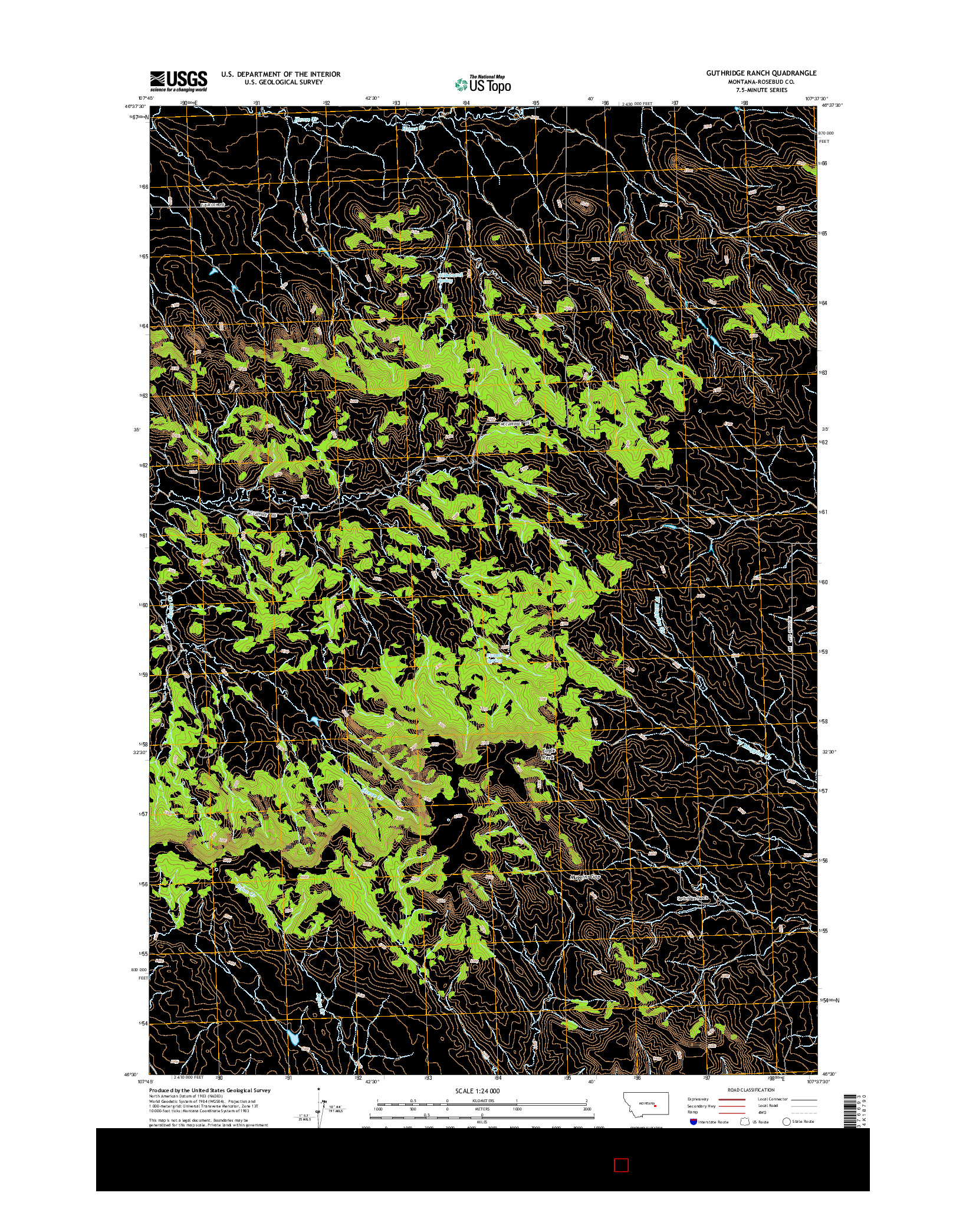 USGS US TOPO 7.5-MINUTE MAP FOR GUTHRIDGE RANCH, MT 2014