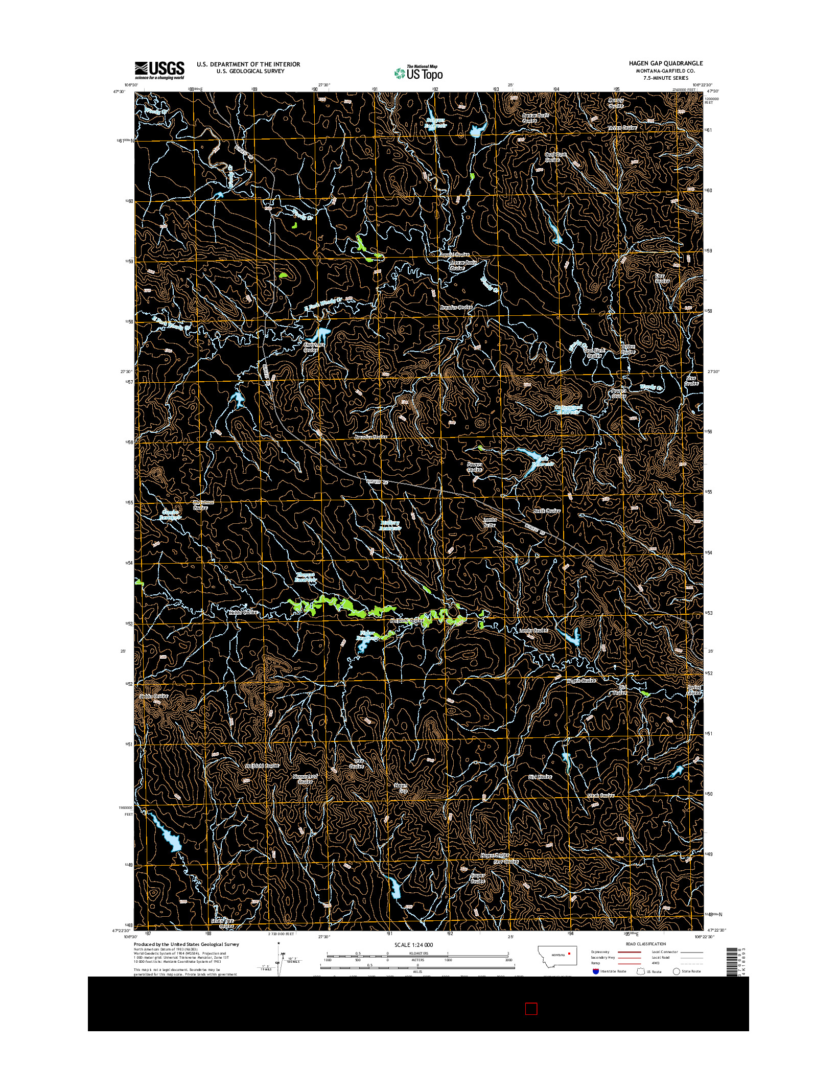 USGS US TOPO 7.5-MINUTE MAP FOR HAGEN GAP, MT 2014