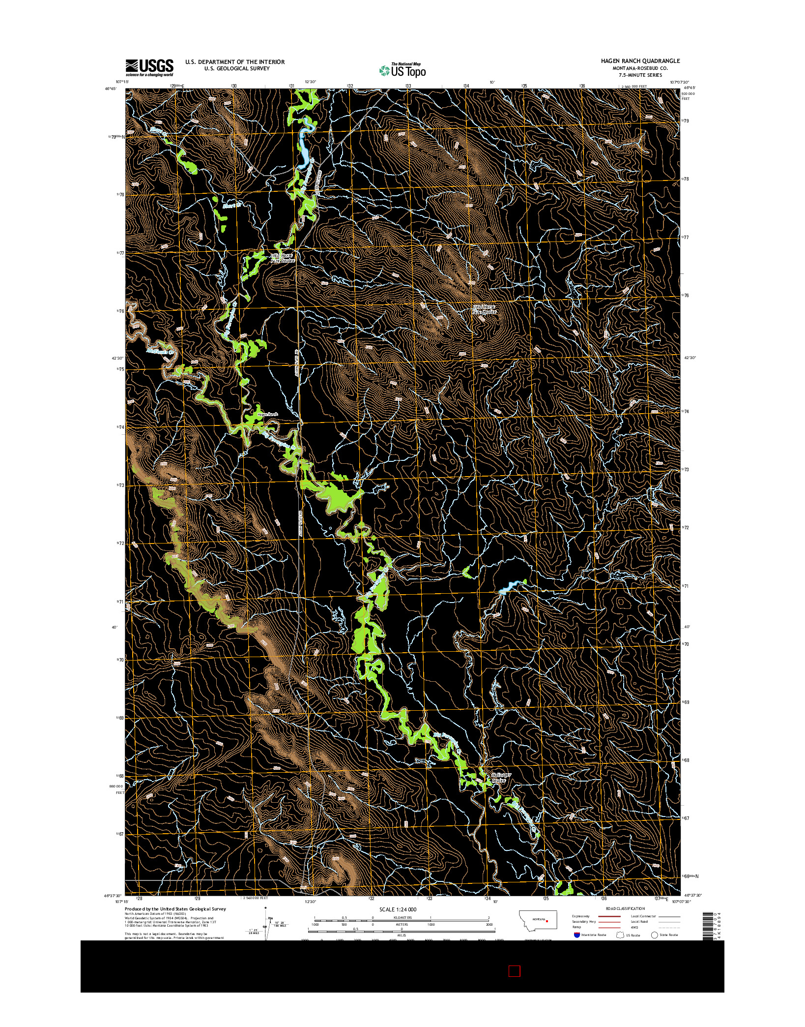USGS US TOPO 7.5-MINUTE MAP FOR HAGEN RANCH, MT 2014