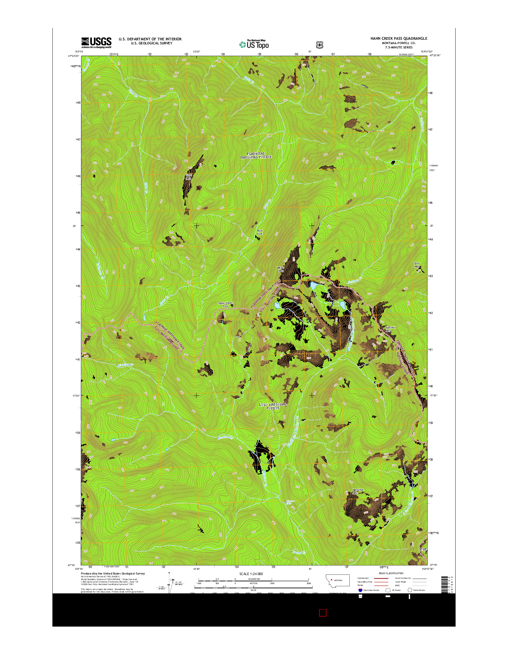 USGS US TOPO 7.5-MINUTE MAP FOR HAHN CREEK PASS, MT 2014