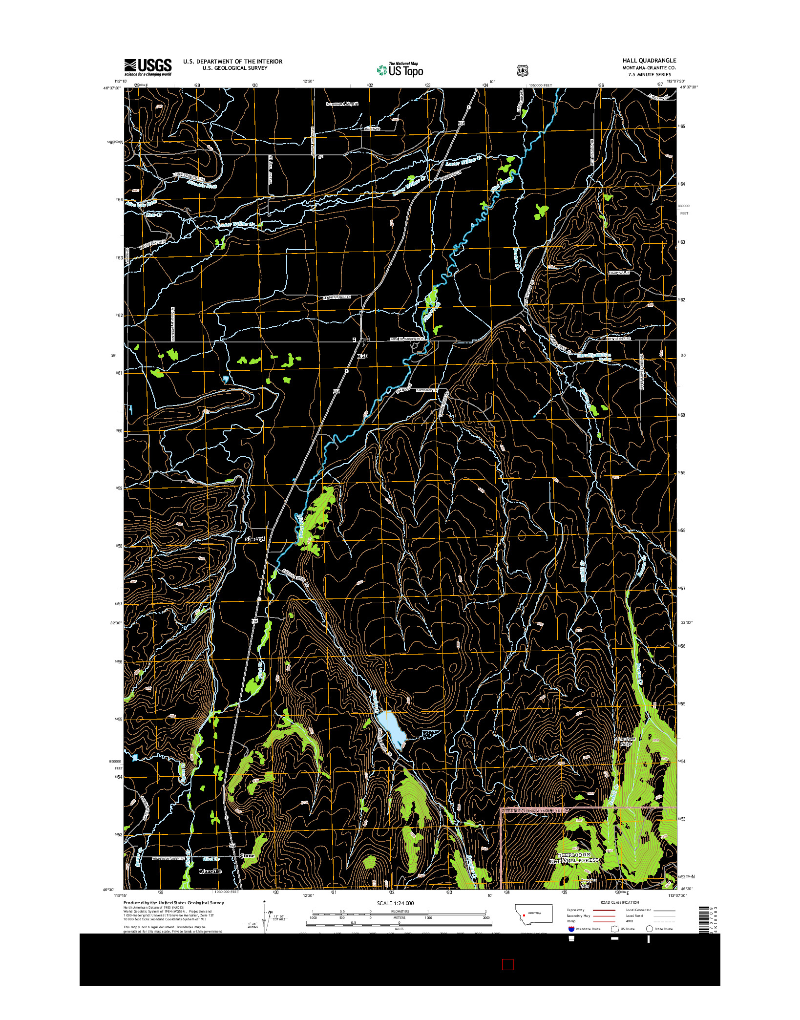USGS US TOPO 7.5-MINUTE MAP FOR HALL, MT 2014