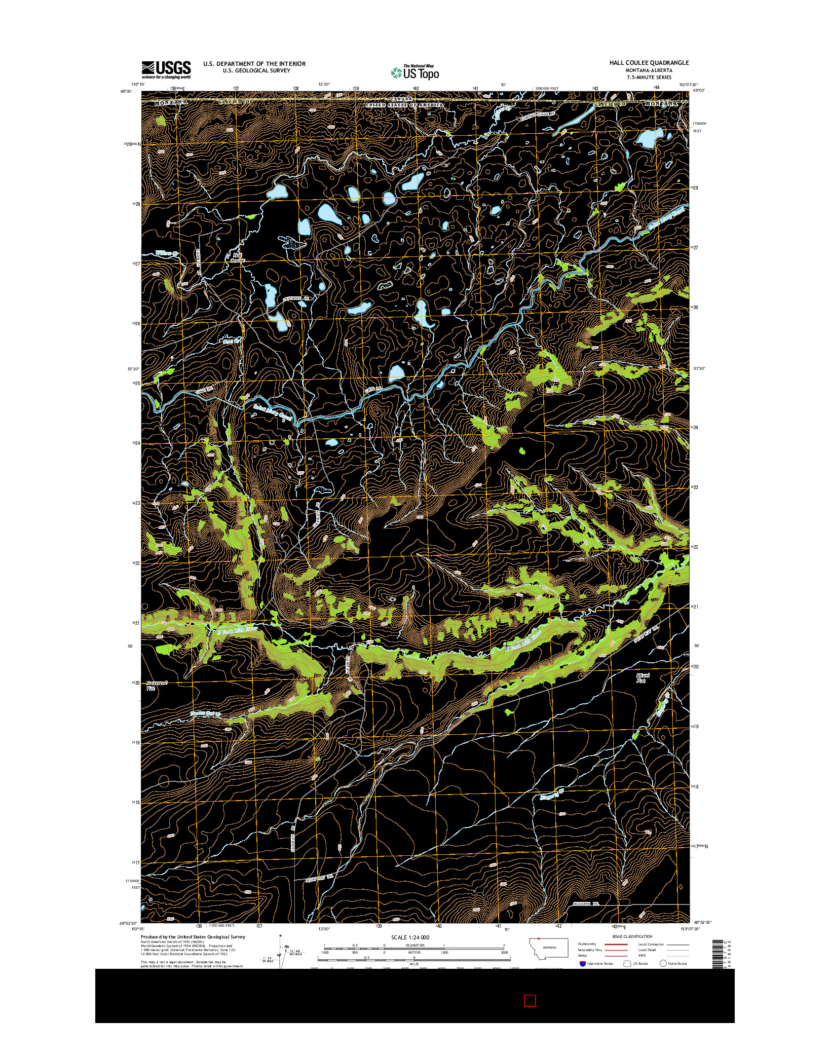 USGS US TOPO 7.5-MINUTE MAP FOR HALL COULEE, MT-AB 2014