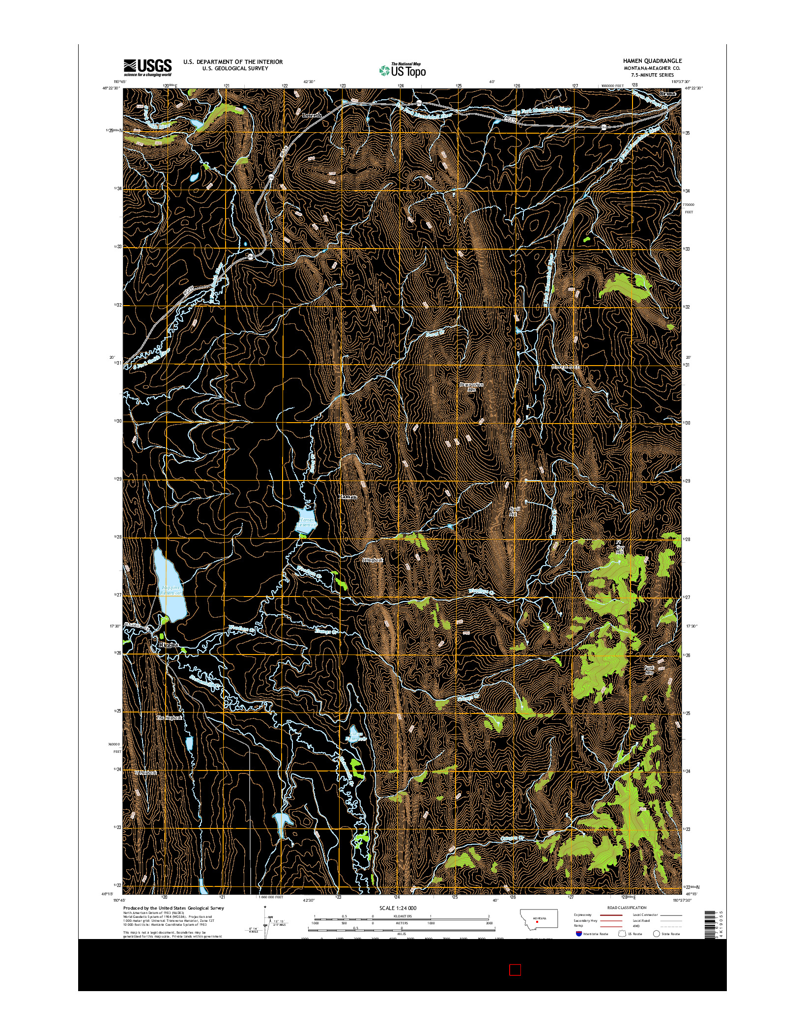 USGS US TOPO 7.5-MINUTE MAP FOR HAMEN, MT 2014
