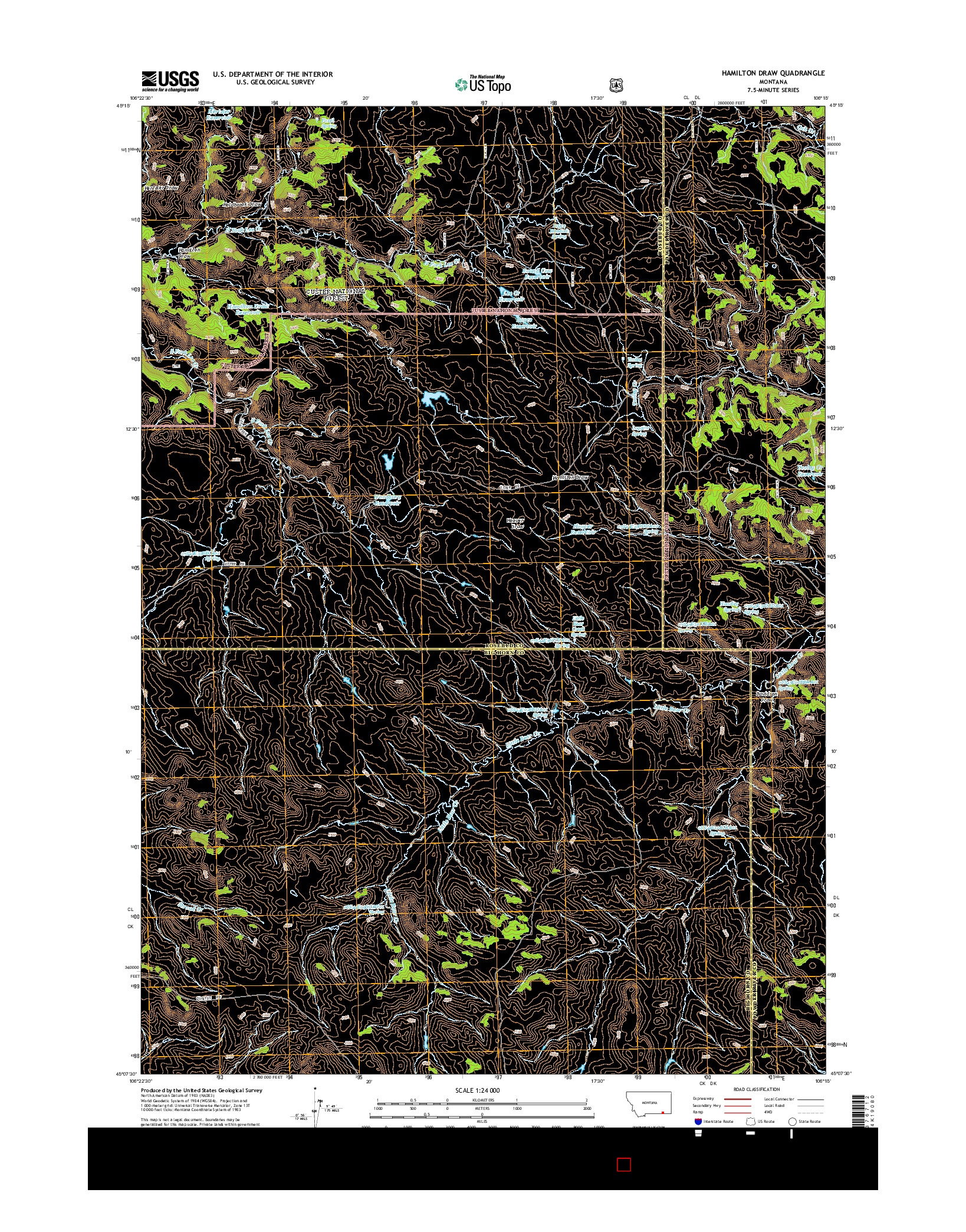 USGS US TOPO 7.5-MINUTE MAP FOR HAMILTON DRAW, MT 2014