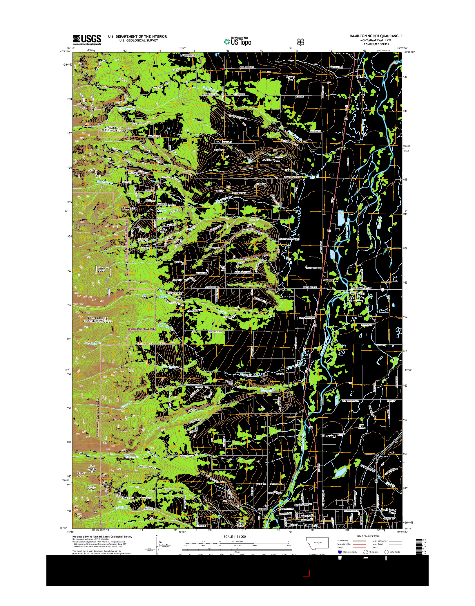 USGS US TOPO 7.5-MINUTE MAP FOR HAMILTON NORTH, MT 2014