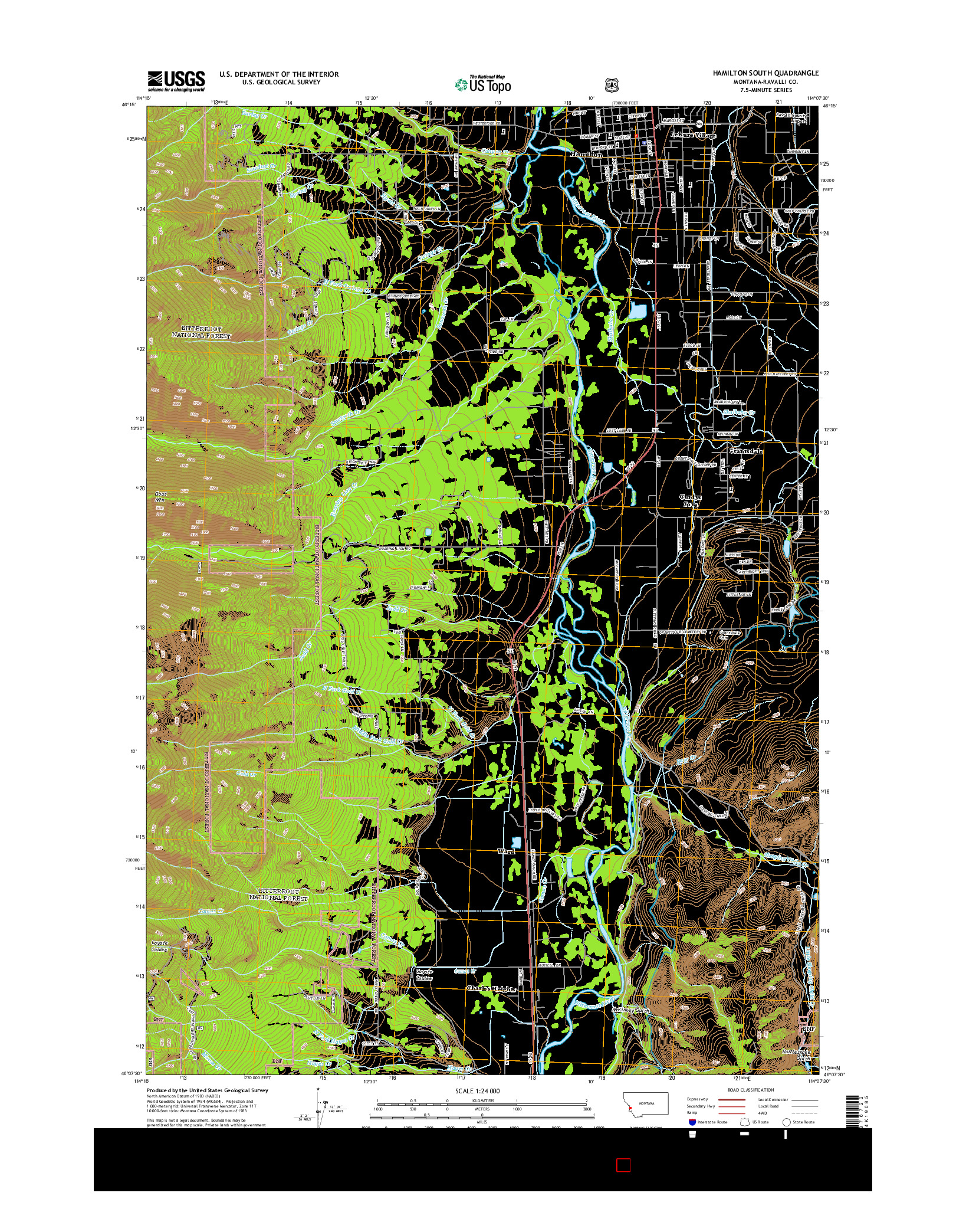 USGS US TOPO 7.5-MINUTE MAP FOR HAMILTON SOUTH, MT 2014