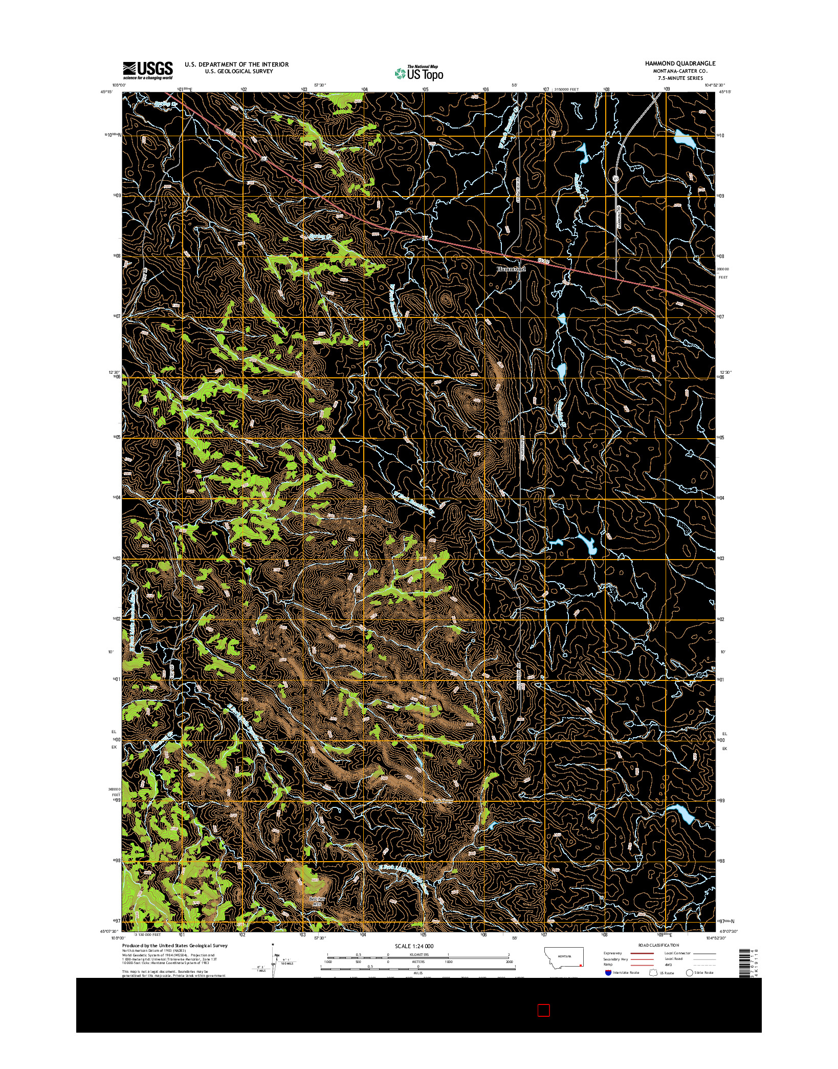 USGS US TOPO 7.5-MINUTE MAP FOR HAMMOND, MT 2014