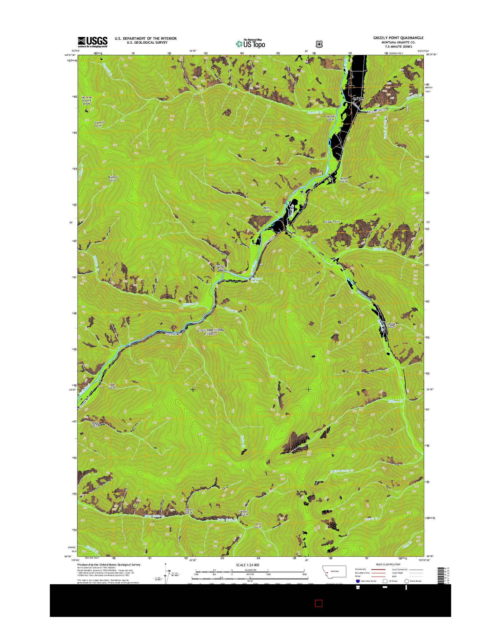 USGS US TOPO 7.5-MINUTE MAP FOR GRIZZLY POINT, MT 2014