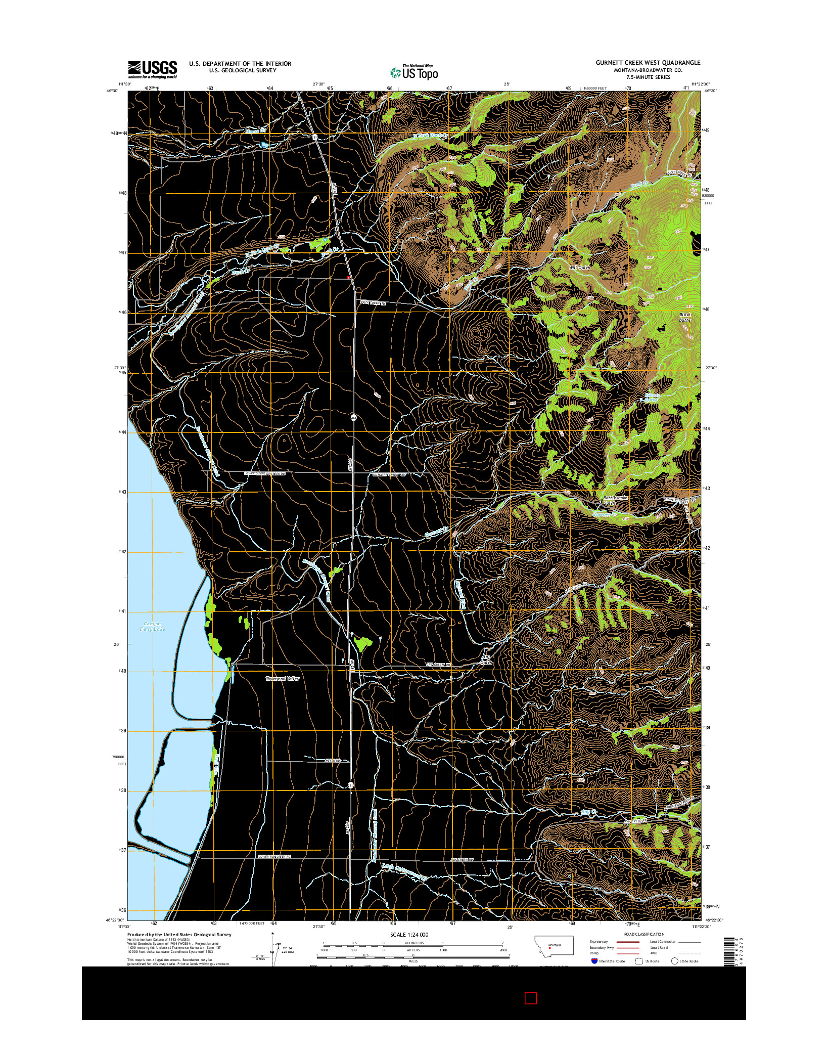 USGS US TOPO 7.5-MINUTE MAP FOR GURNETT CREEK WEST, MT 2014