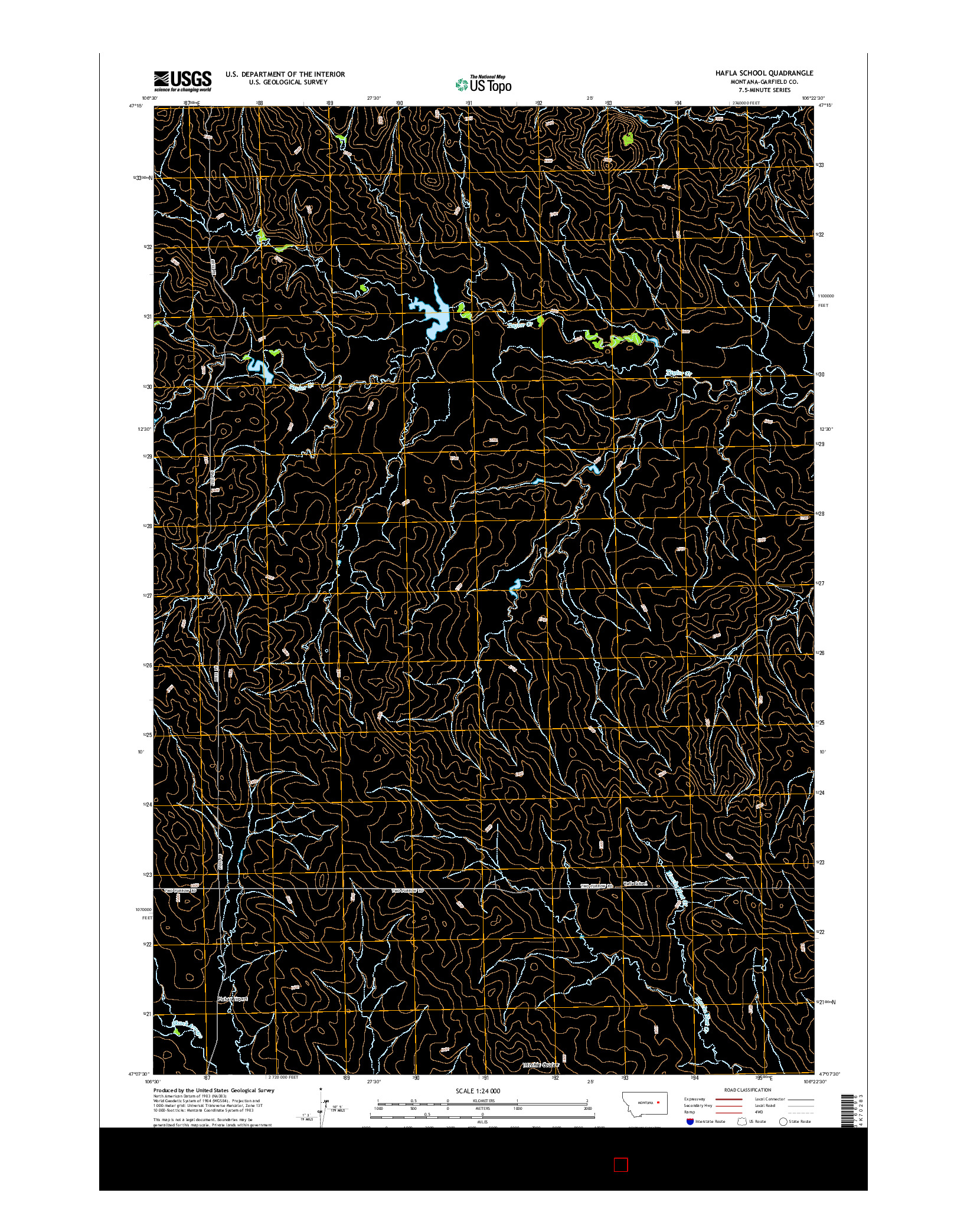 USGS US TOPO 7.5-MINUTE MAP FOR HAFLA SCHOOL, MT 2014