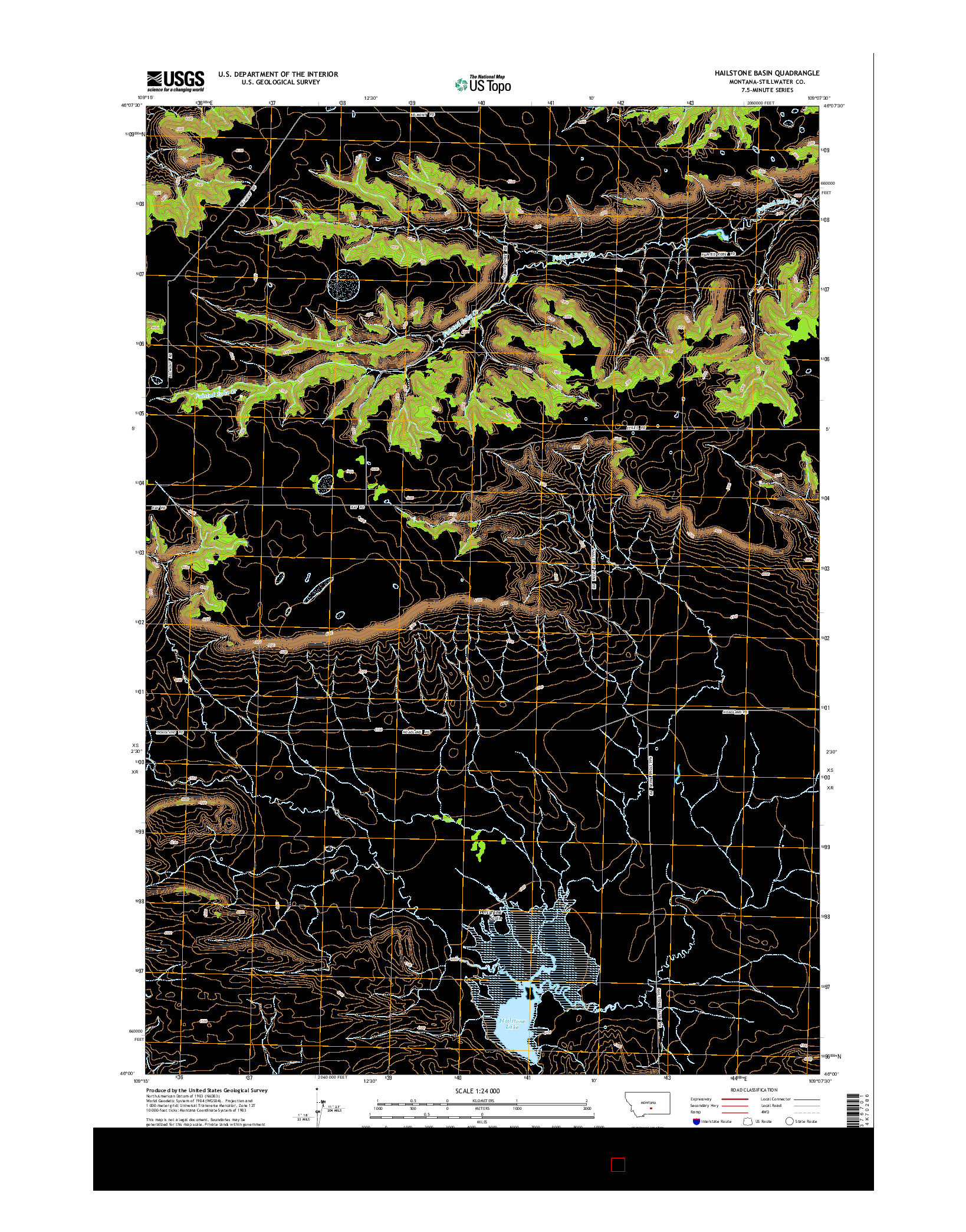 USGS US TOPO 7.5-MINUTE MAP FOR HAILSTONE BASIN, MT 2014