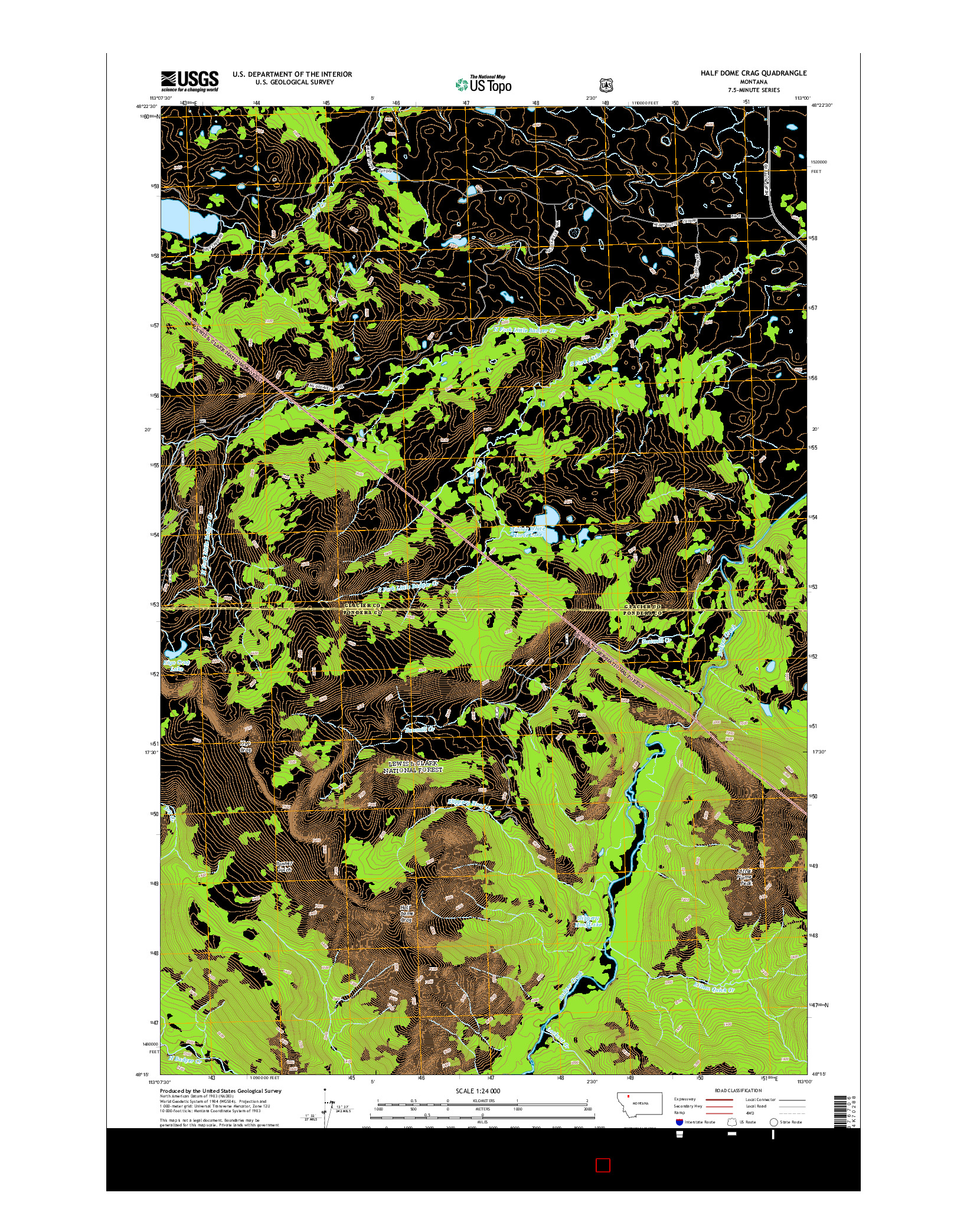 USGS US TOPO 7.5-MINUTE MAP FOR HALF DOME CRAG, MT 2014