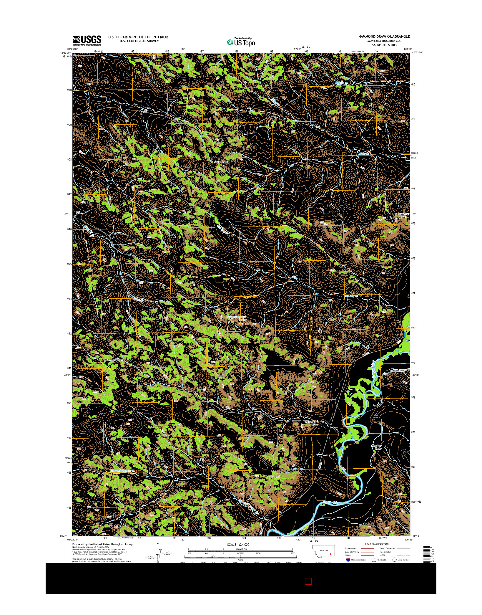 USGS US TOPO 7.5-MINUTE MAP FOR HAMMOND DRAW, MT 2014
