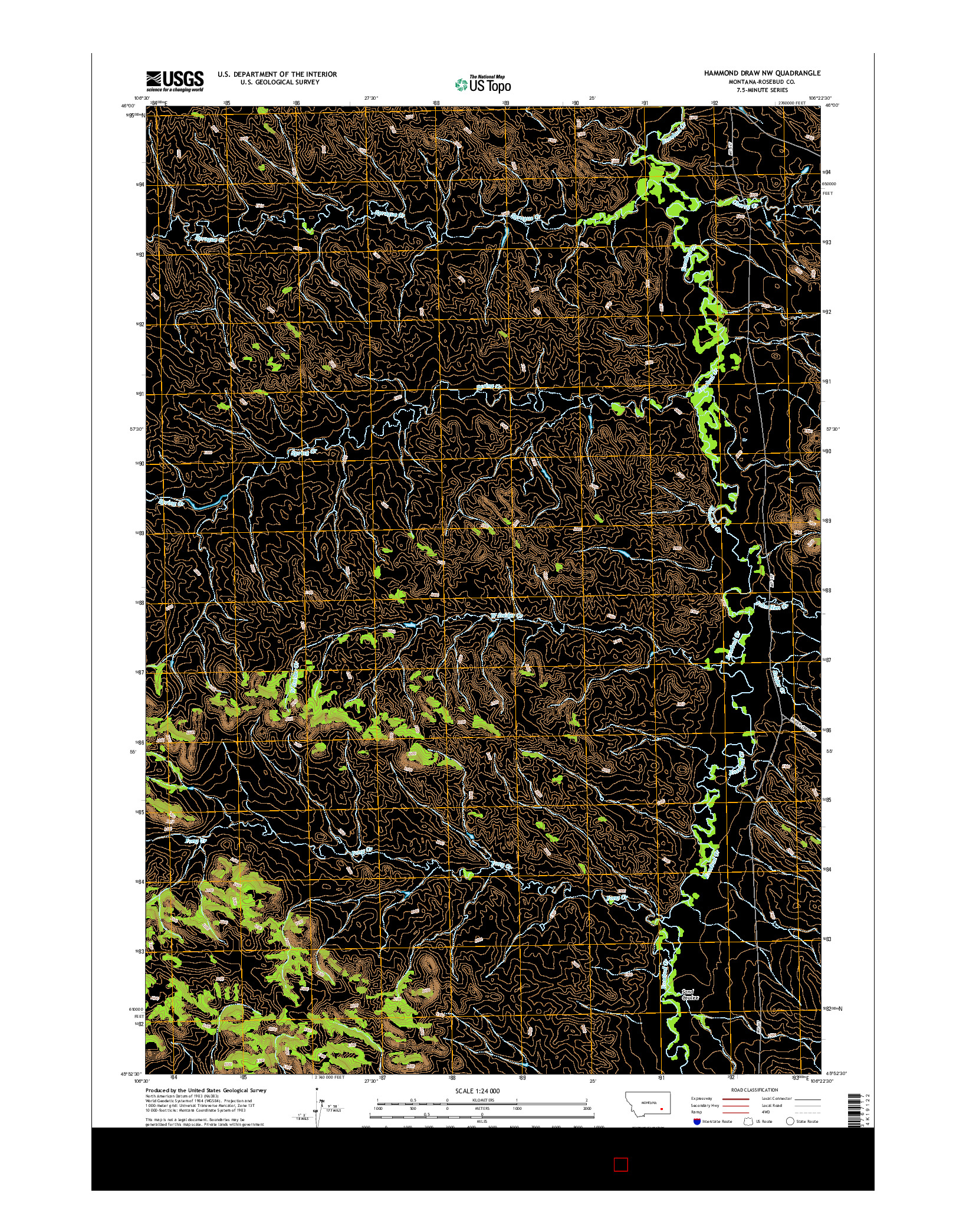 USGS US TOPO 7.5-MINUTE MAP FOR HAMMOND DRAW NW, MT 2014